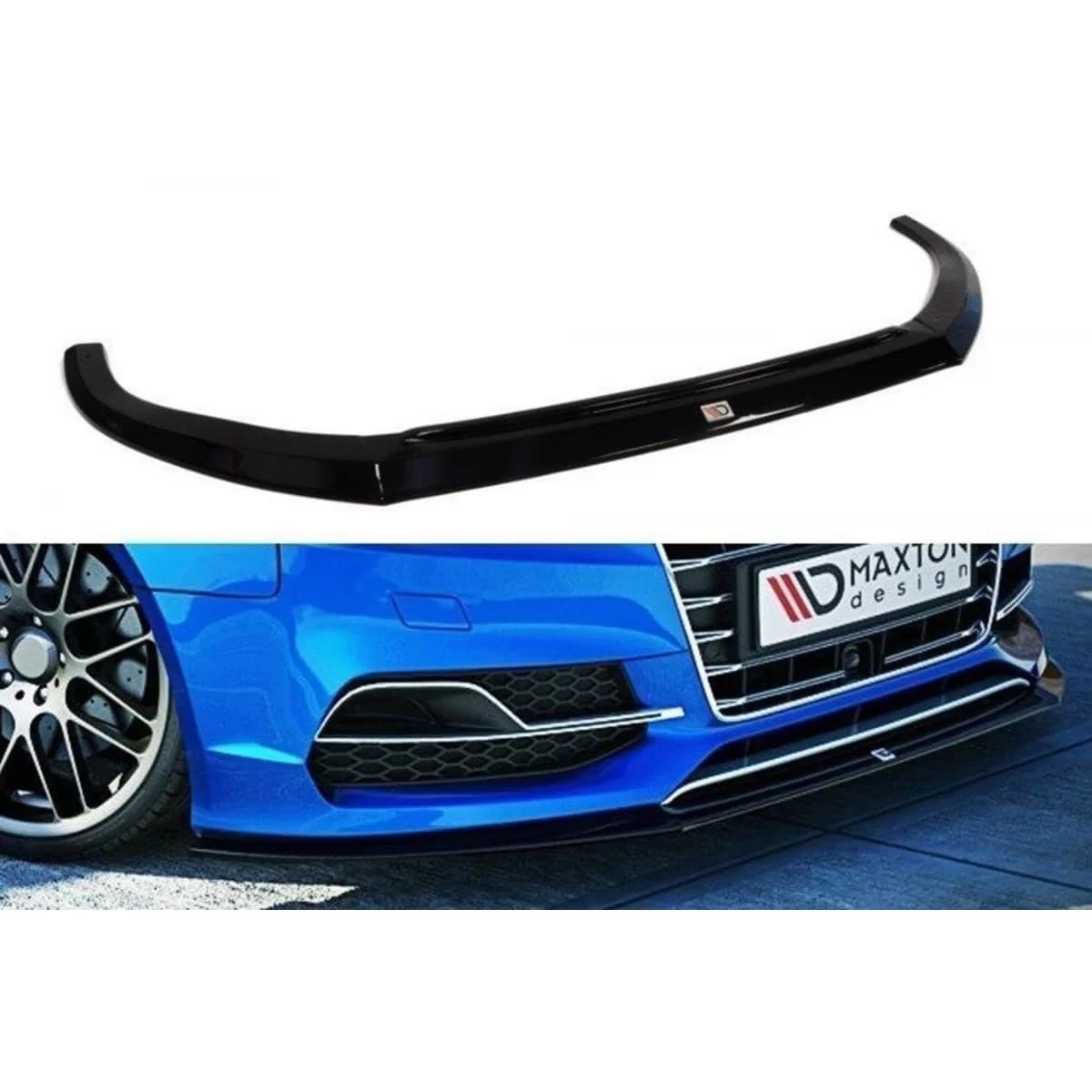 Maxton Design spoiler suitable for front S3, S-Line bumper of Audi A3 8V sedan, convertible 2013-2016, black lacquer