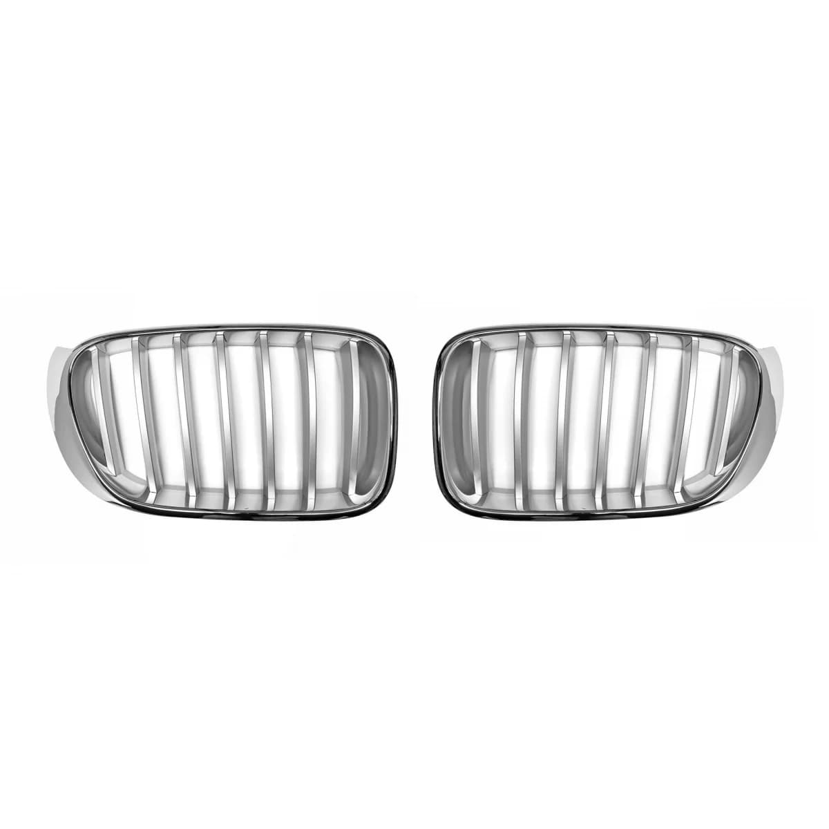 Chrome/Gray kidney grilles suitable for BMW X3 F25 2014-2017, X4 F26 2014-2018