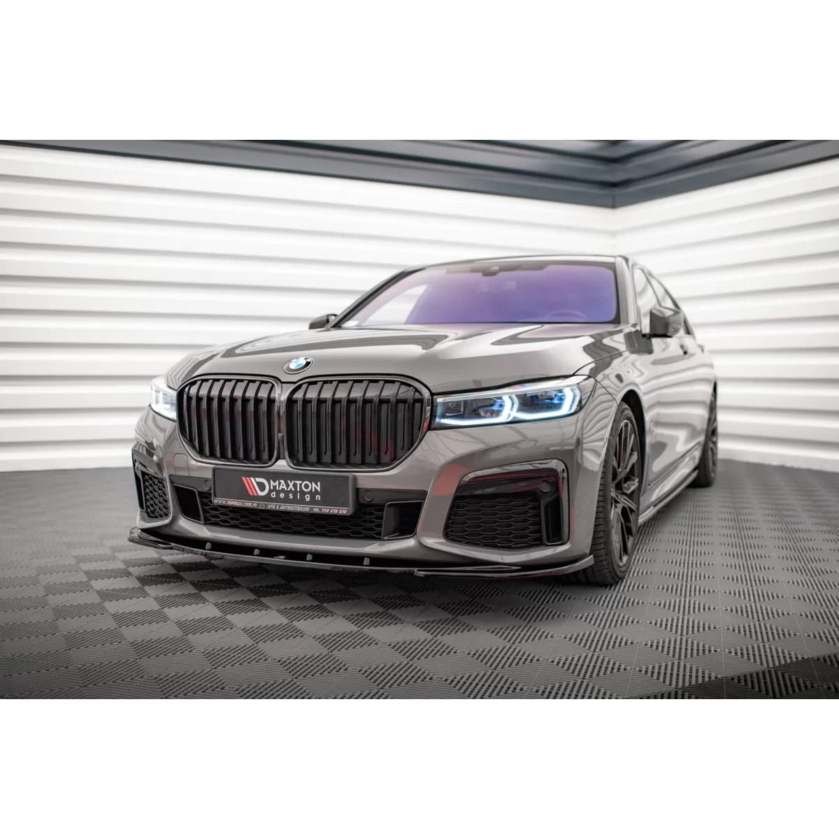 Maxton Design version 1 spoiler suitable for front M bumper on BMW 7 G11 after 2019, black lacquer
