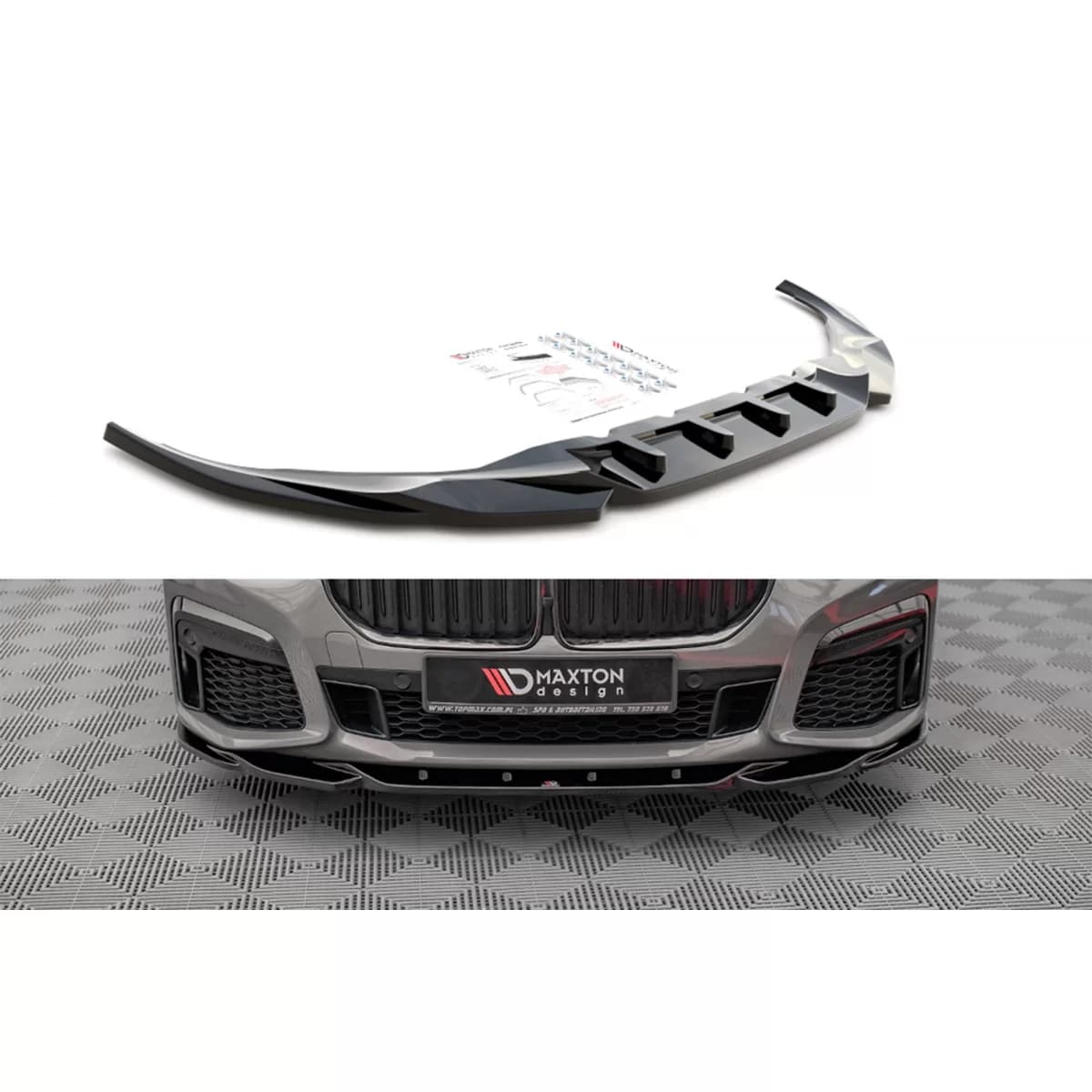Maxton Design spoiler suitable for front M bumper on BMW 7 G11 after 2019, black lacquer