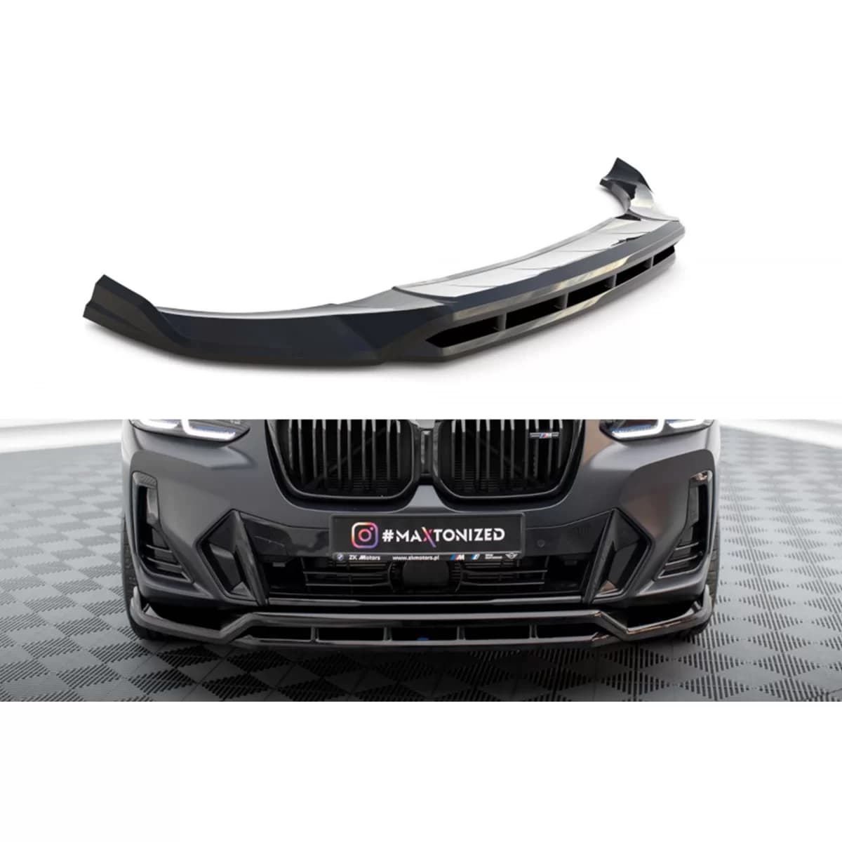 Maxton Design spoiler suitable for front bumper of BMW X3 with M package G01 after 2021, black lacquer
