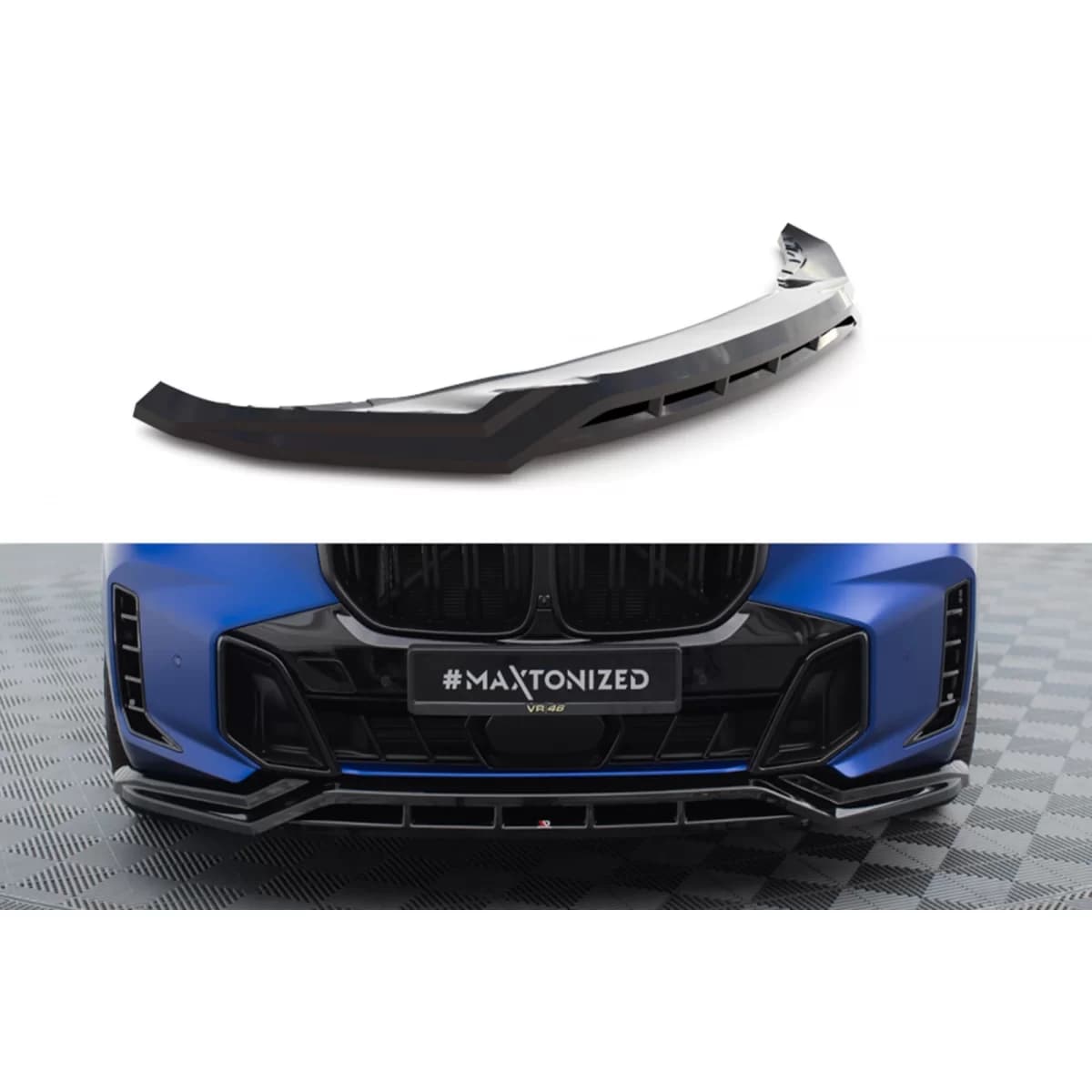 Maxton Design version 2 spoiler suitable for front M bumper on BMW X5 G05 Face after 2023, black lacquer