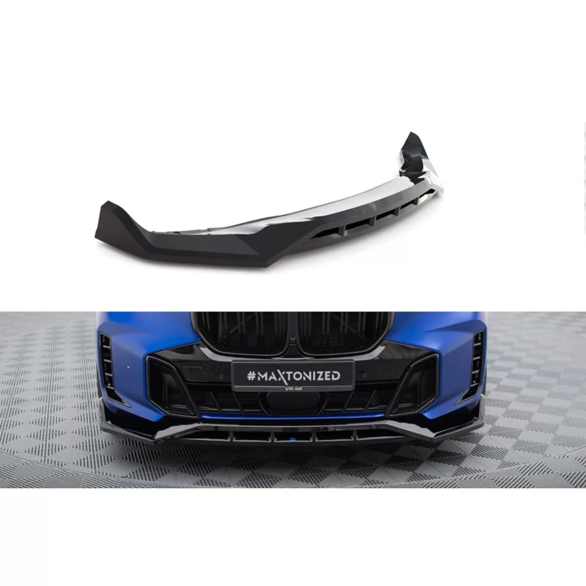 Maxton Design version 2 spoiler suitable for front M bumper on BMW X5 G05 Face after 2023, black lacquer