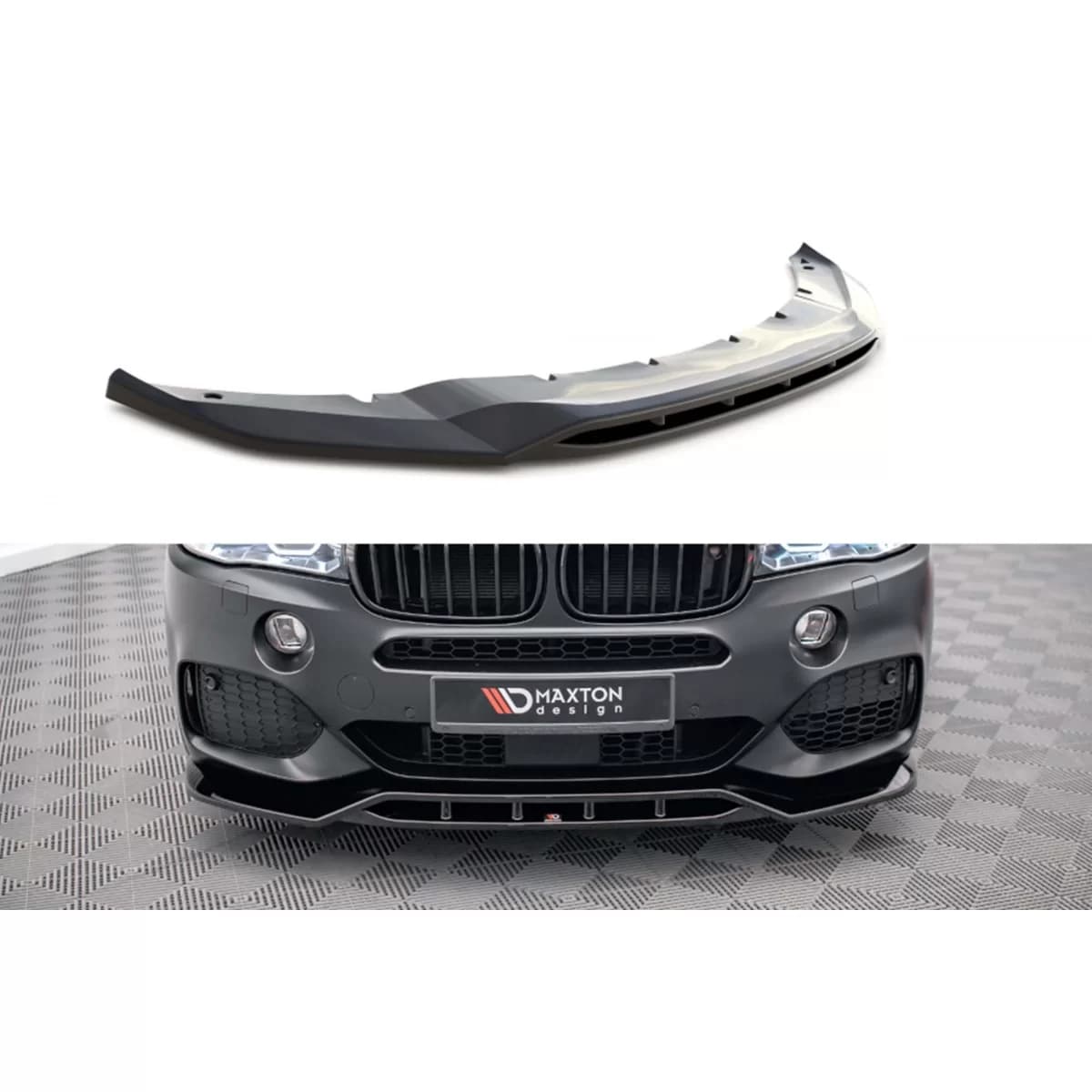 Maxton Design version 2 spoiler suitable for front bumper of BMW X5 F15 with M package 2013-2018, black lacquer
