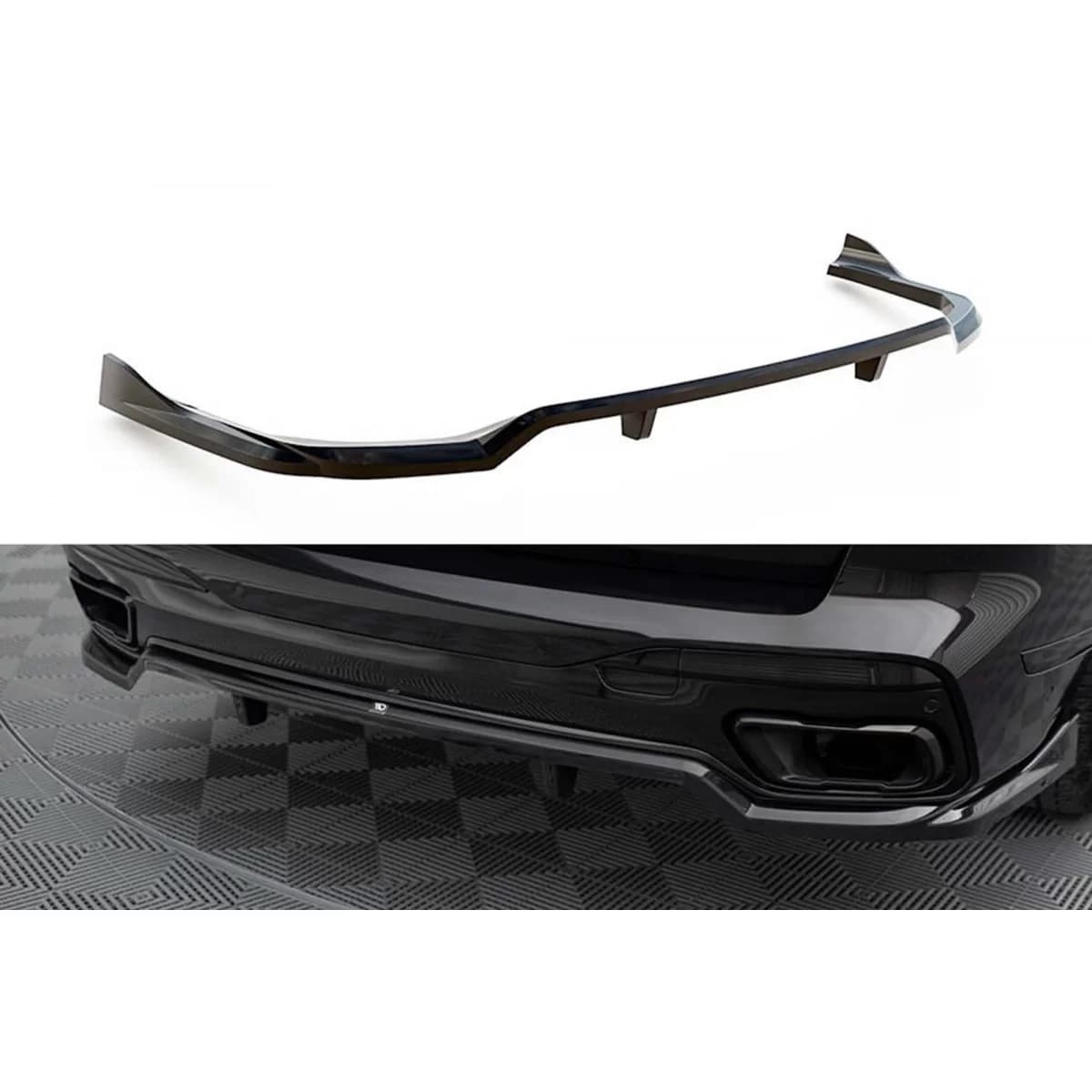 Maxton Design spoiler suitable for rear bumper of BMW X7 G07 with M package after 2022, black lacquer