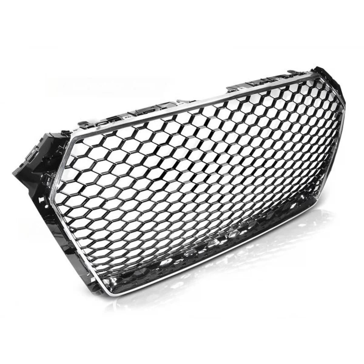 Chrome/black RS type grille suitable for Audi A4 B9 sedan, wagon 2015-2019 with parking sensor openings