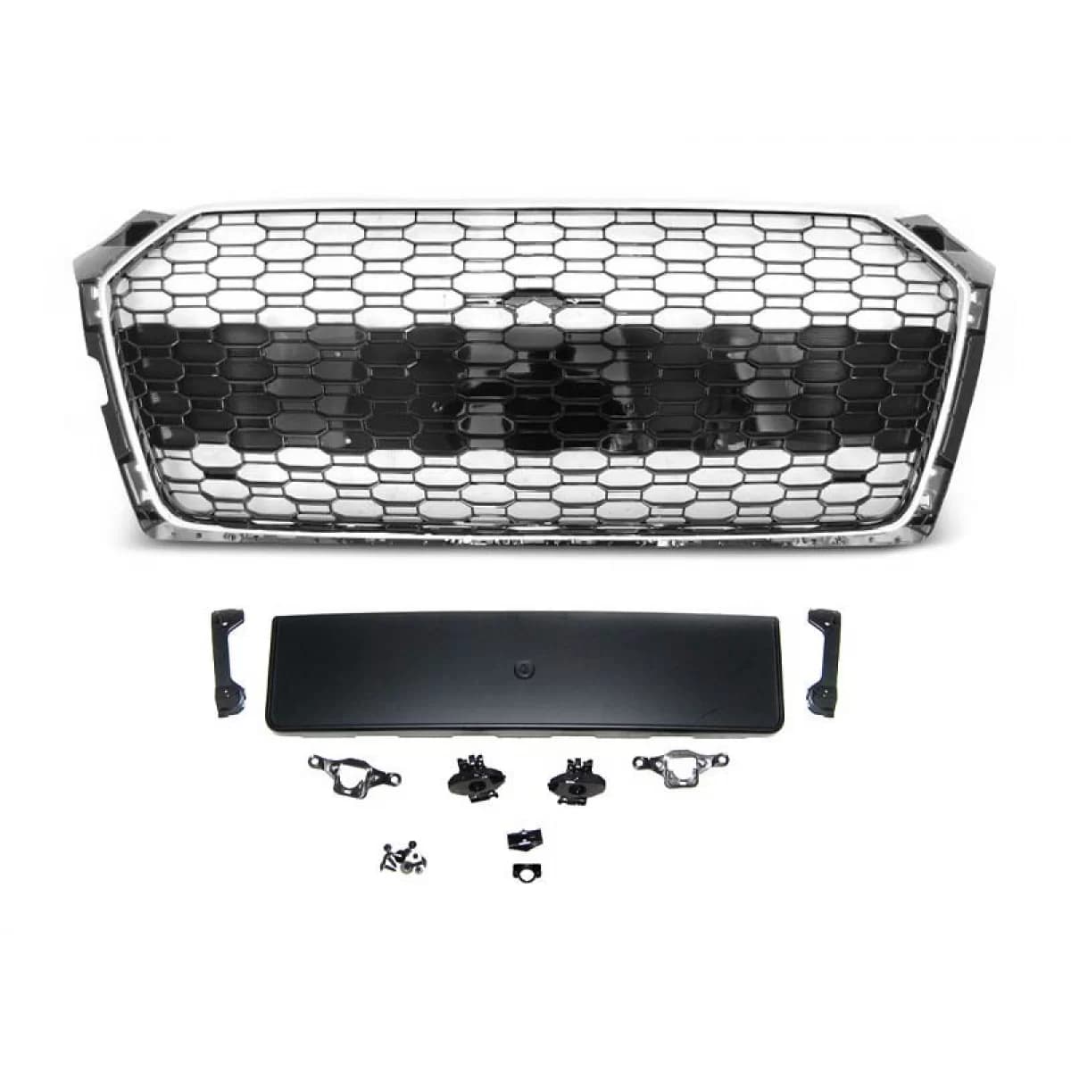 Chrome/black lacquer RS5 type grille suitable for Audi A5 F5 2016-2019 with camera opening and parking sensor openings