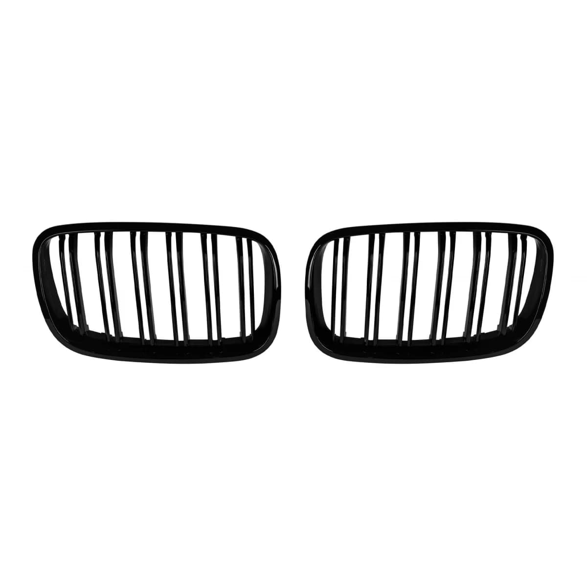 Double slat kidneys in black lacquer suitable for BMW X5 E70 2007-2013, X6 E71 2008-2011