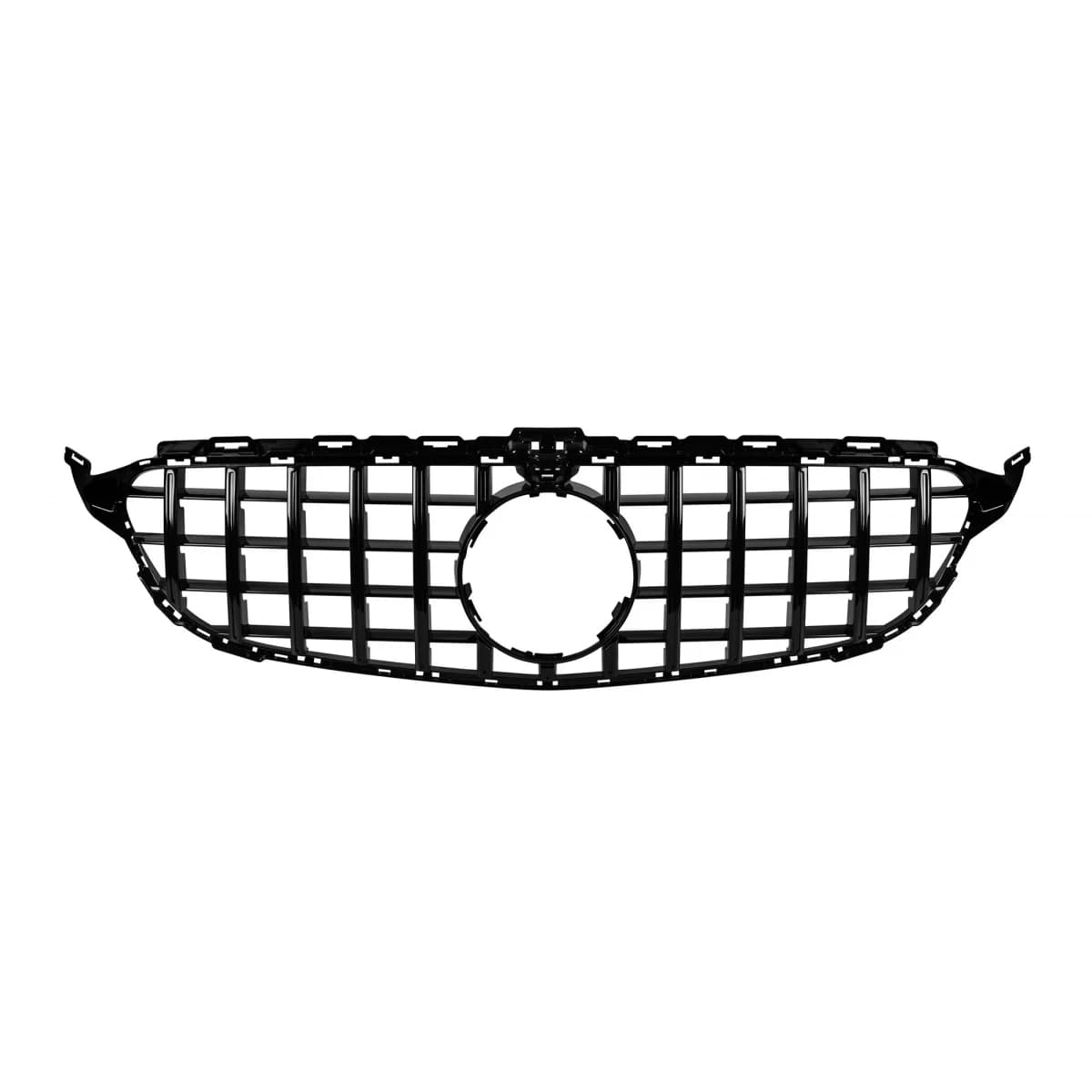 Black lacquer GT-R style grille suitable for Mercedes C-Class W205 sedan, S205 estate, C205 coupe 2014-2018 with camera opening