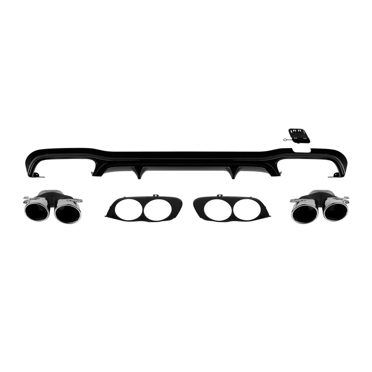 E53 GT type diffuser with chrome tips suitable for rear A Design bumper on Mercedes E-Class W213 2017-2022 -oo--oo-
