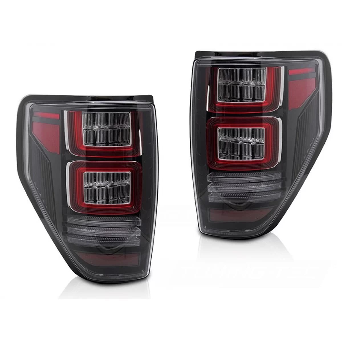 LED tuning tail light kit suitable for Ford F150 2008-2014, with dynamic turn signal, black base, left and right