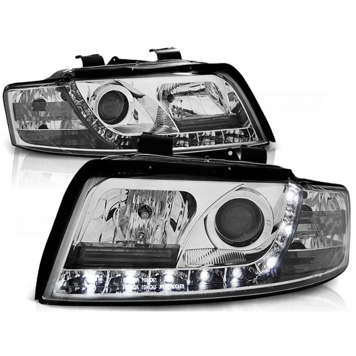 Tuning headlight set with LED lights suitable for Audi A4 B6 10.2000-10.2004 sedan/wagon, left and right