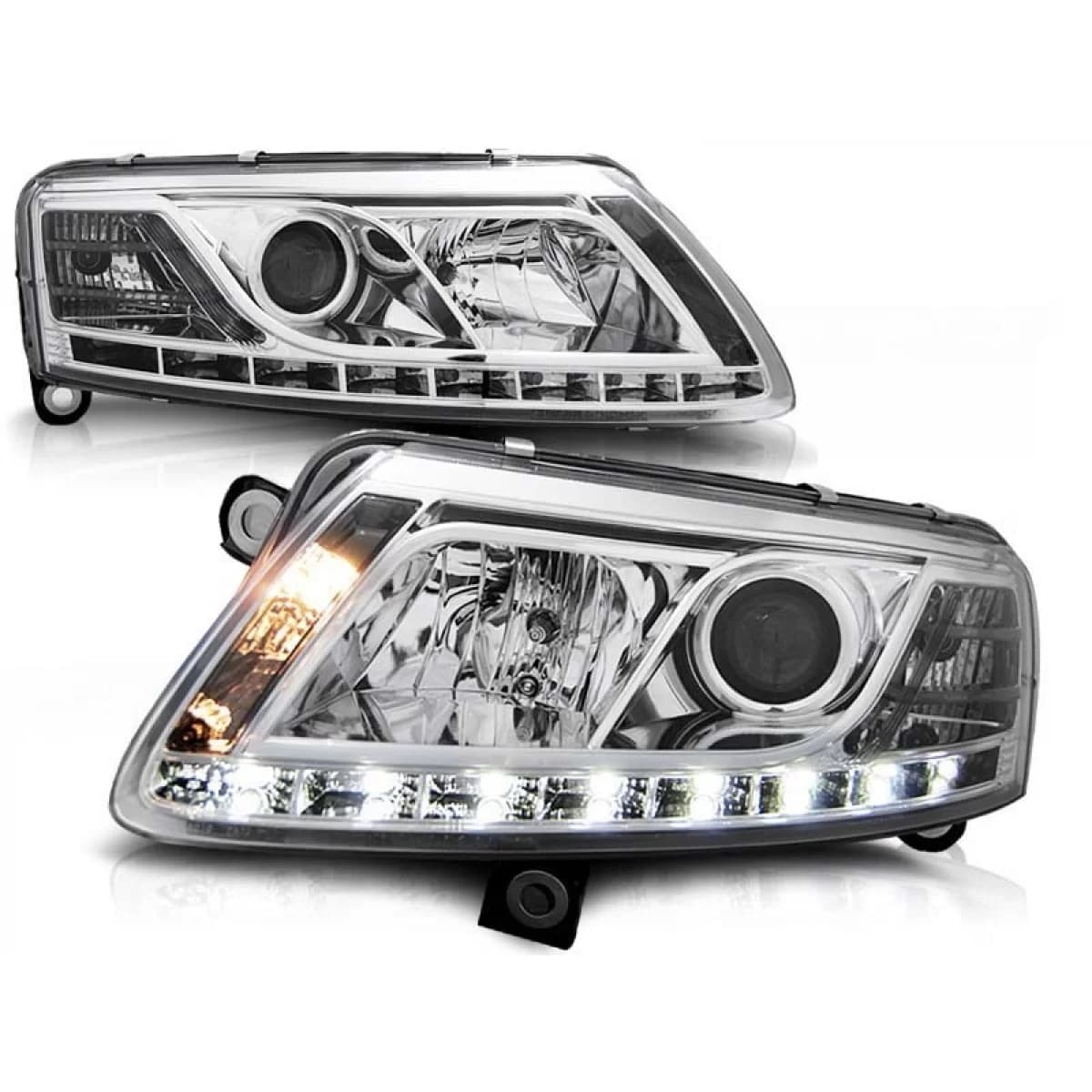 Tuning headlight set with real DRL lights suitable for Audi A6 C6 04.2004-2008 sedan/wagon, left and right