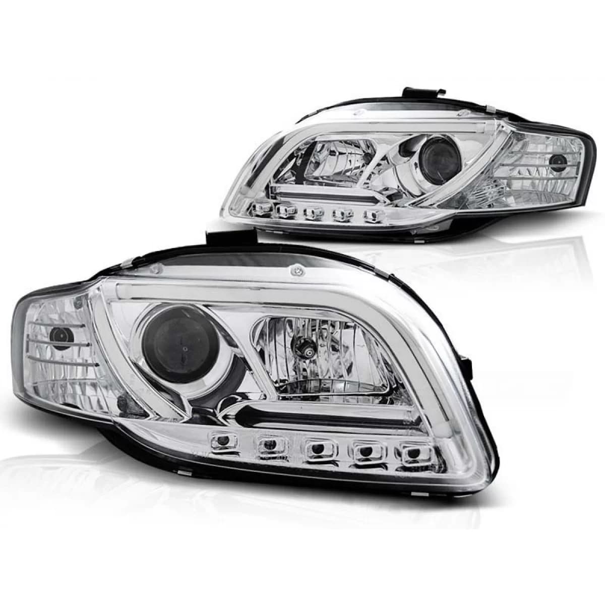 Tuning headlight set with real DRL lights suitable for Audi A4 B7 11.2004-03.2008 sedan/wagon/convertible, left and right