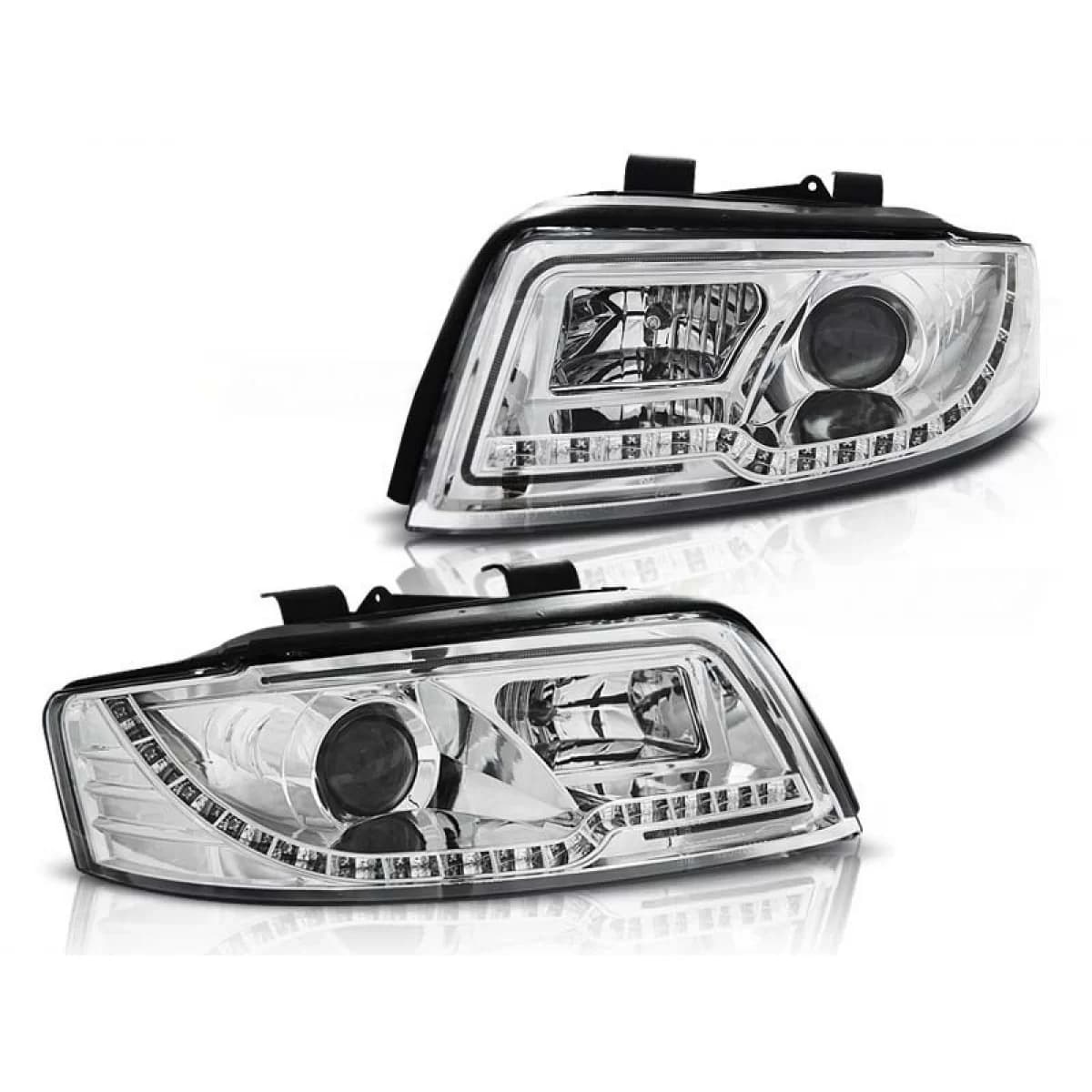 Tuning headlight set with LED lights suitable for Audi A4 B6 10.2000-10.2004 sedan/wagon, left and right