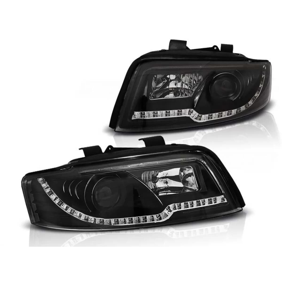 Tuning headlight set with LED lights suitable for Audi A4 B6 10.2000-10.2004 sedan/wagon, left and right