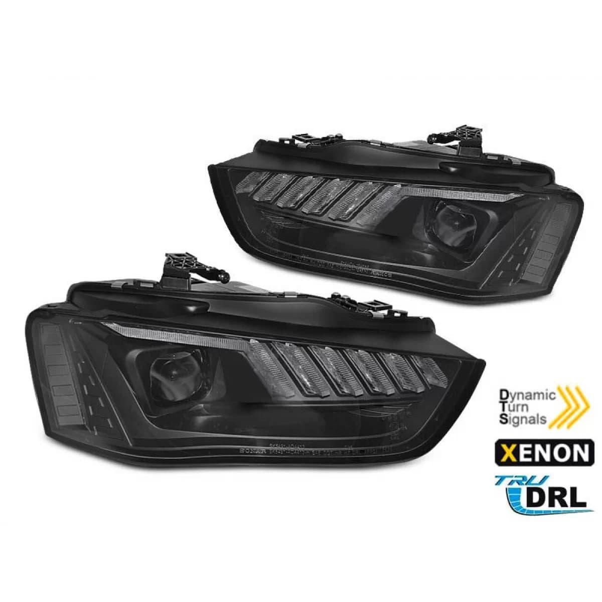Xenon headlight kit suitable for Audi A4 B8 2012-2015 with dynamic turn signal, black base, left and right