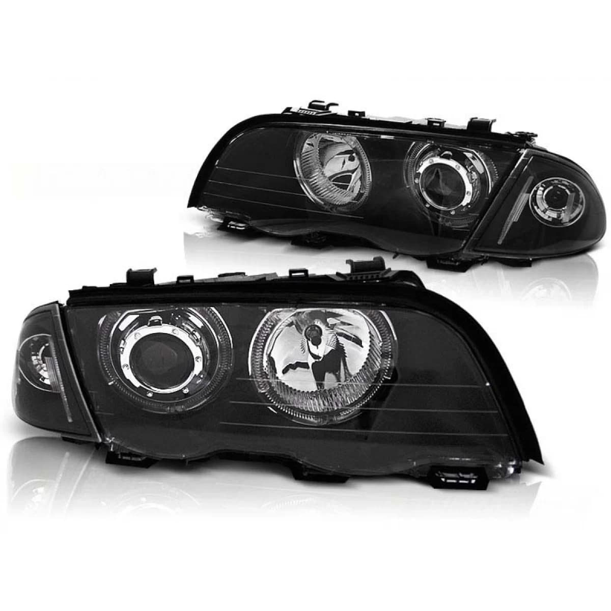 Tuning headlight set with LED angel eyes suitable for BMW 3 E46 05.1998-08.2001 sedan/wagon, left and right