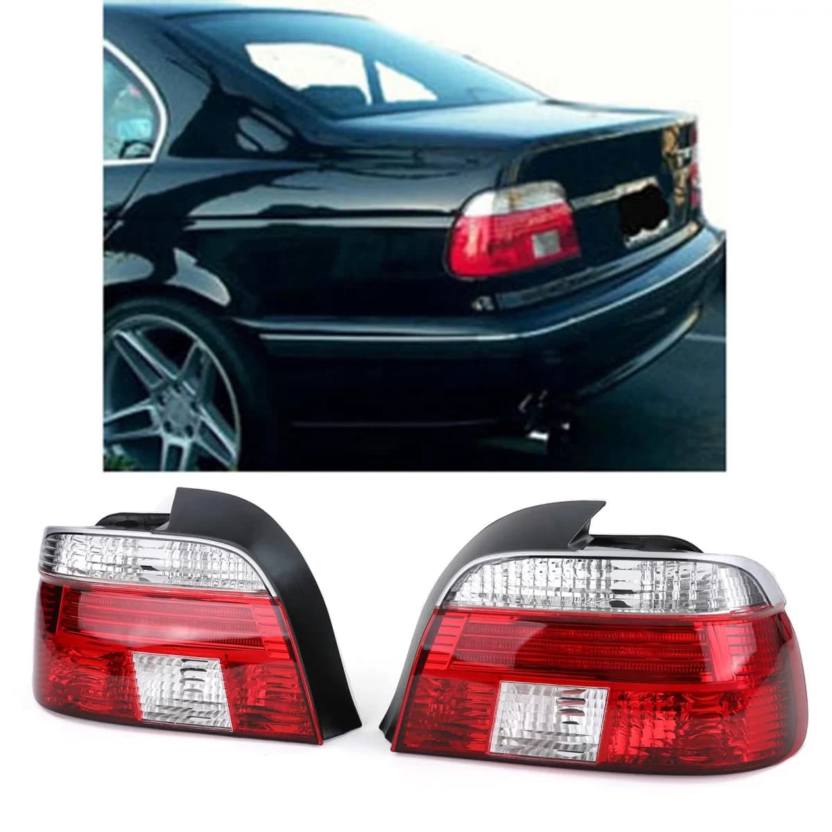 Clear glass tail lights red white crystal for 5 Series BMW E39 sedan 95-00