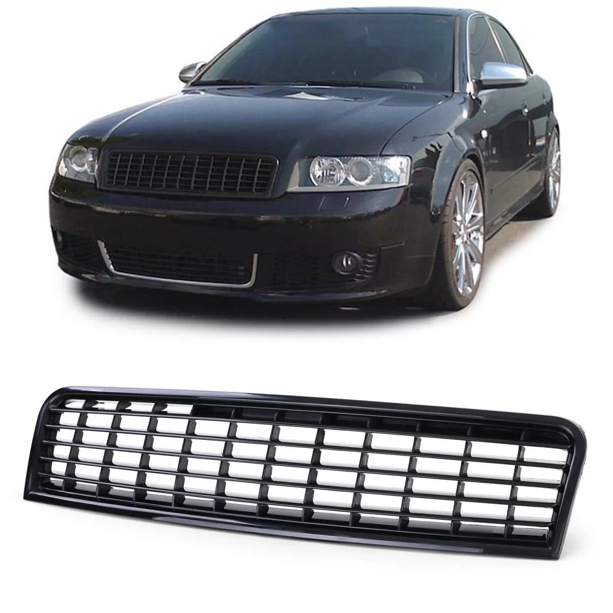Grille without emblem black for Audi A4 B6 8E 00-04