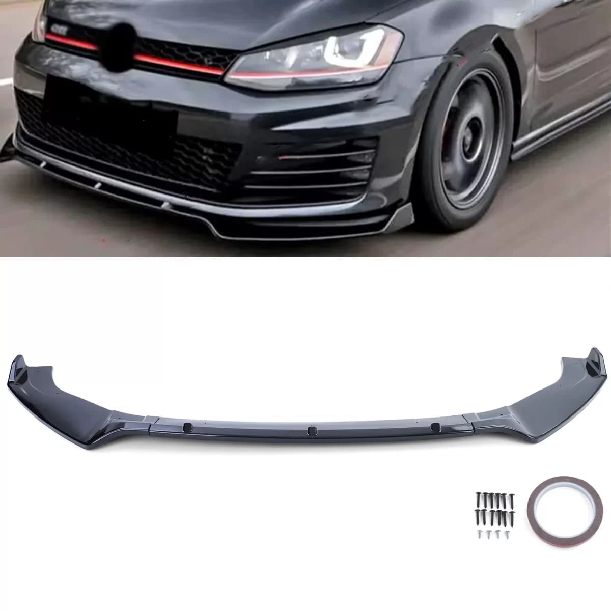 CUP front spoiler lip gloss black for VW Golf 7 13-20