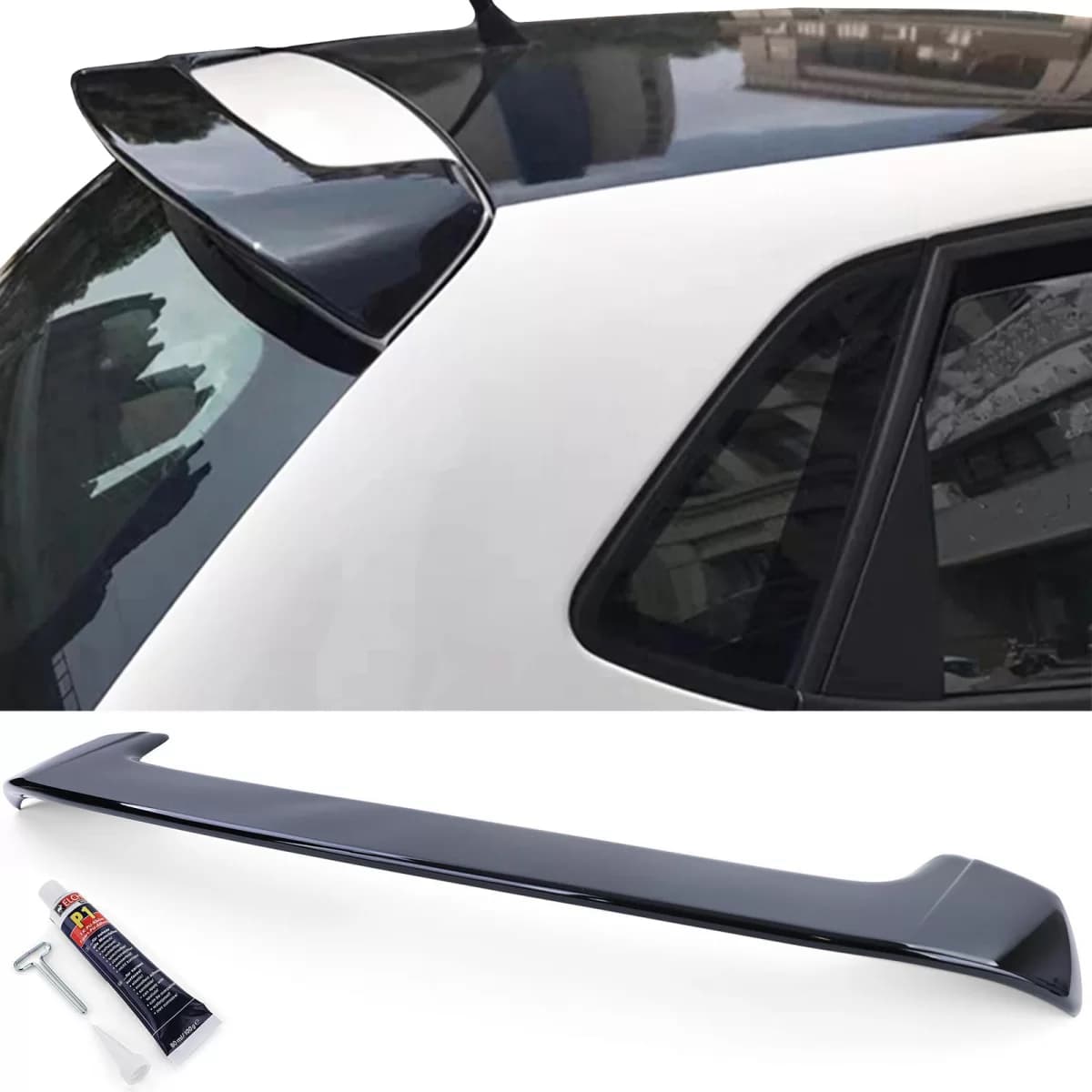 Rear roof spoiler gloss black for VW Polo 5 6R pre-facelift 09-14