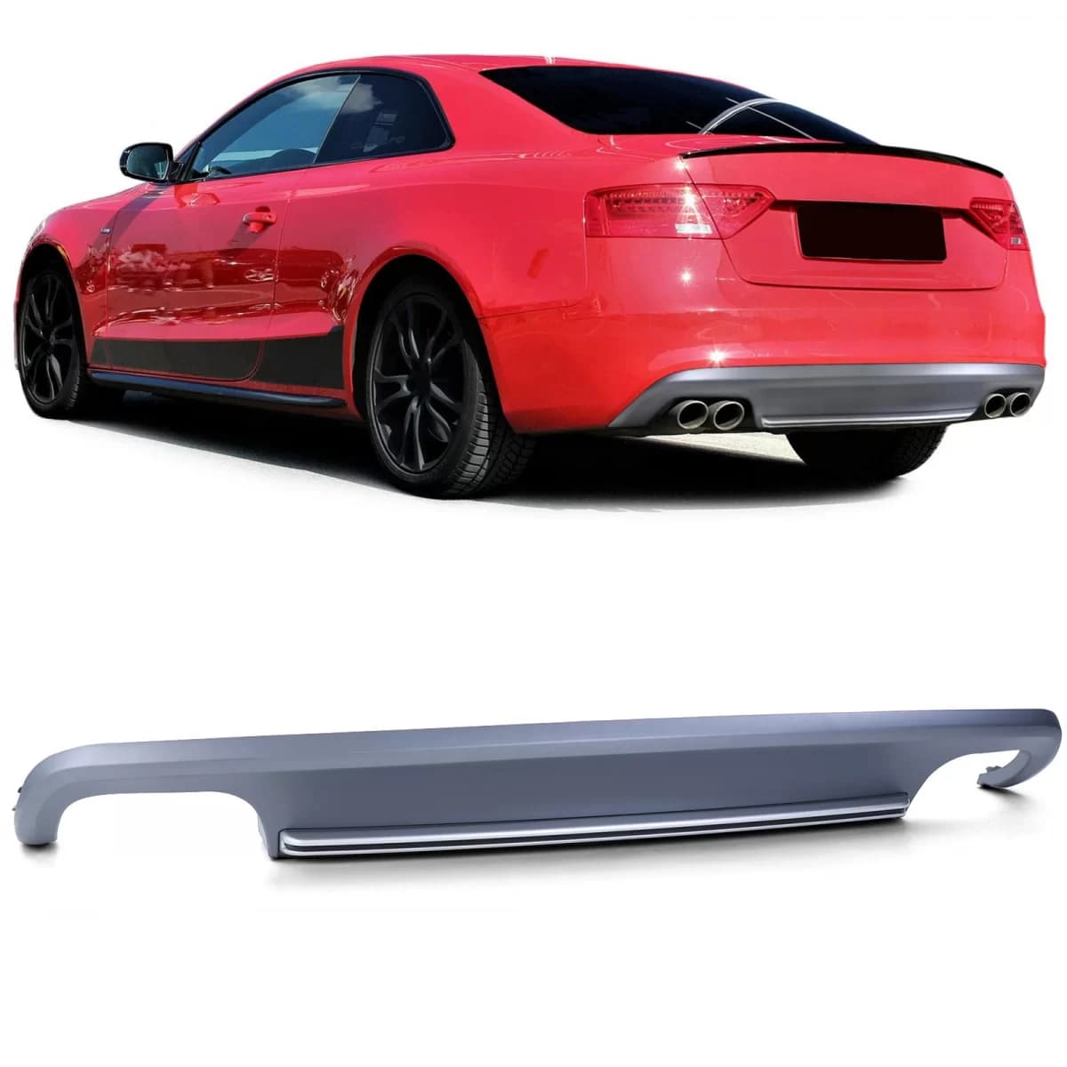 Dual pipe rear diffuser bumper for Audi A5 8T Coupe 11-17 without S-Line