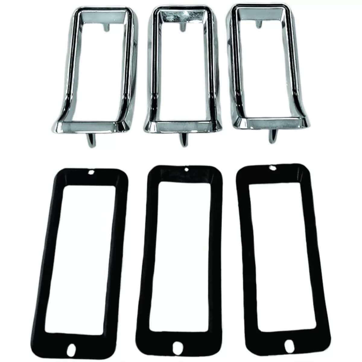 Tail light trim (3-piece set/chrome-black) fits Ford Mustang 68