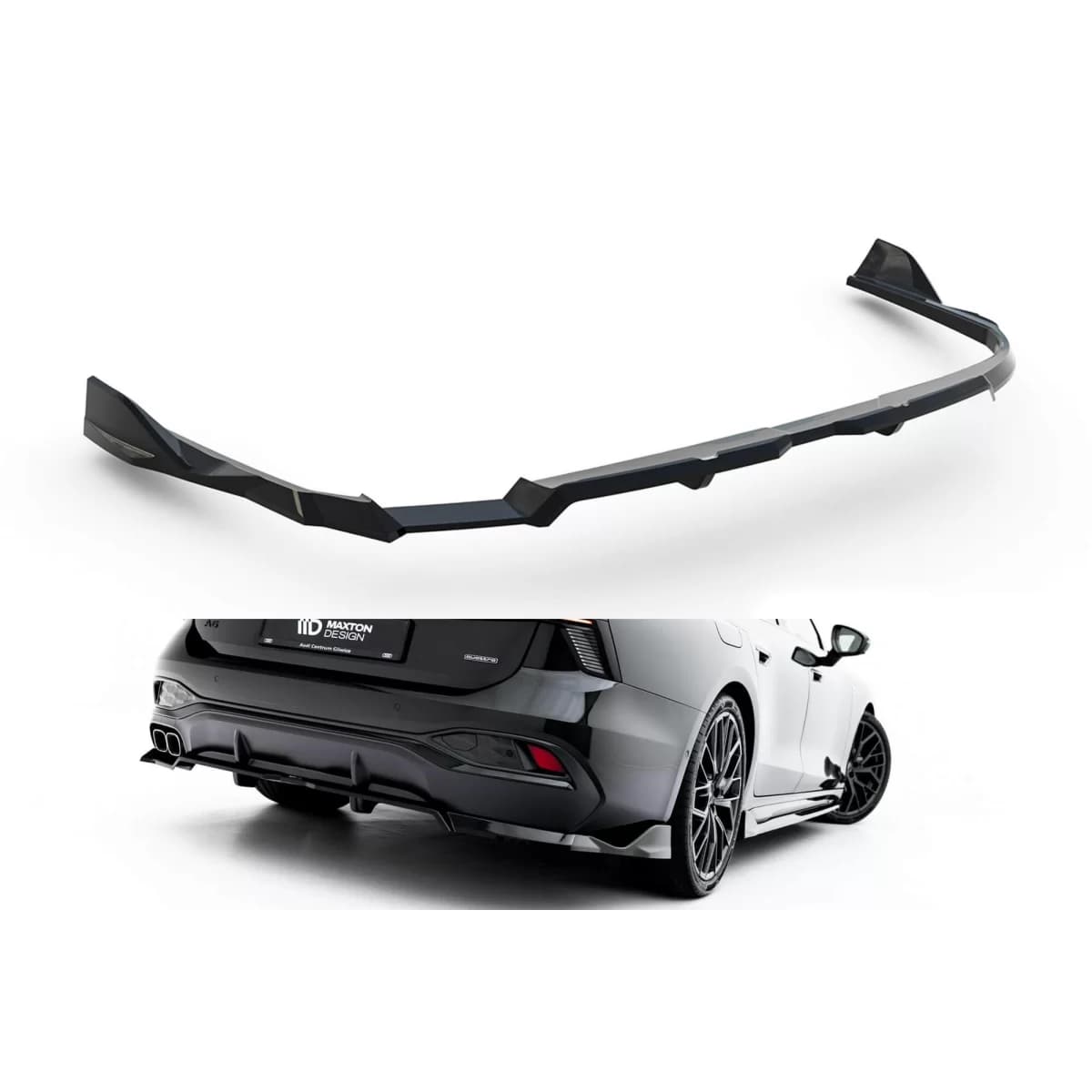 Maxton Design version 2 spoiler suitable for rear S-line bumper on Audi A6 S-Line C9 Avant after 2025, black lacquer