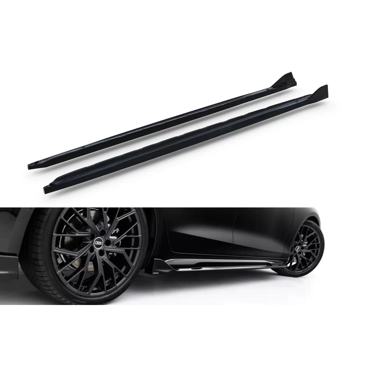 Maxton Design version 2 additives suitable for S-line type side skirts on Audi A6 S-Line C9 Avant after 2025, black lacquer