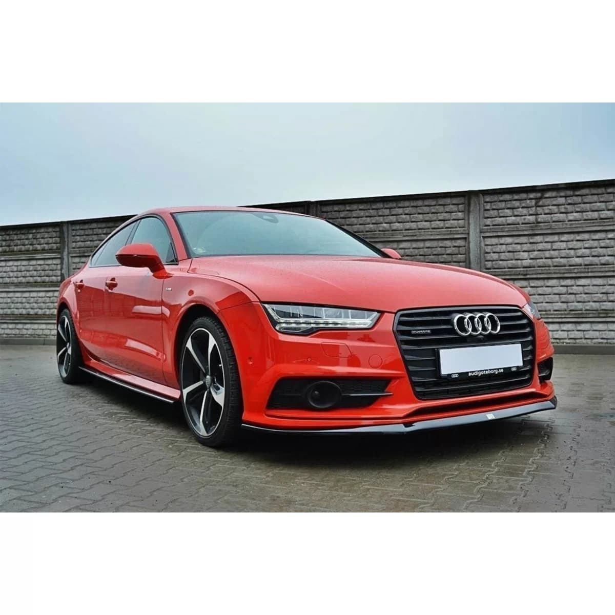 Maxton Design spoiler suitable for front S7, S-Line bumper on Audi A7 C7 2014-2017, black lacquer