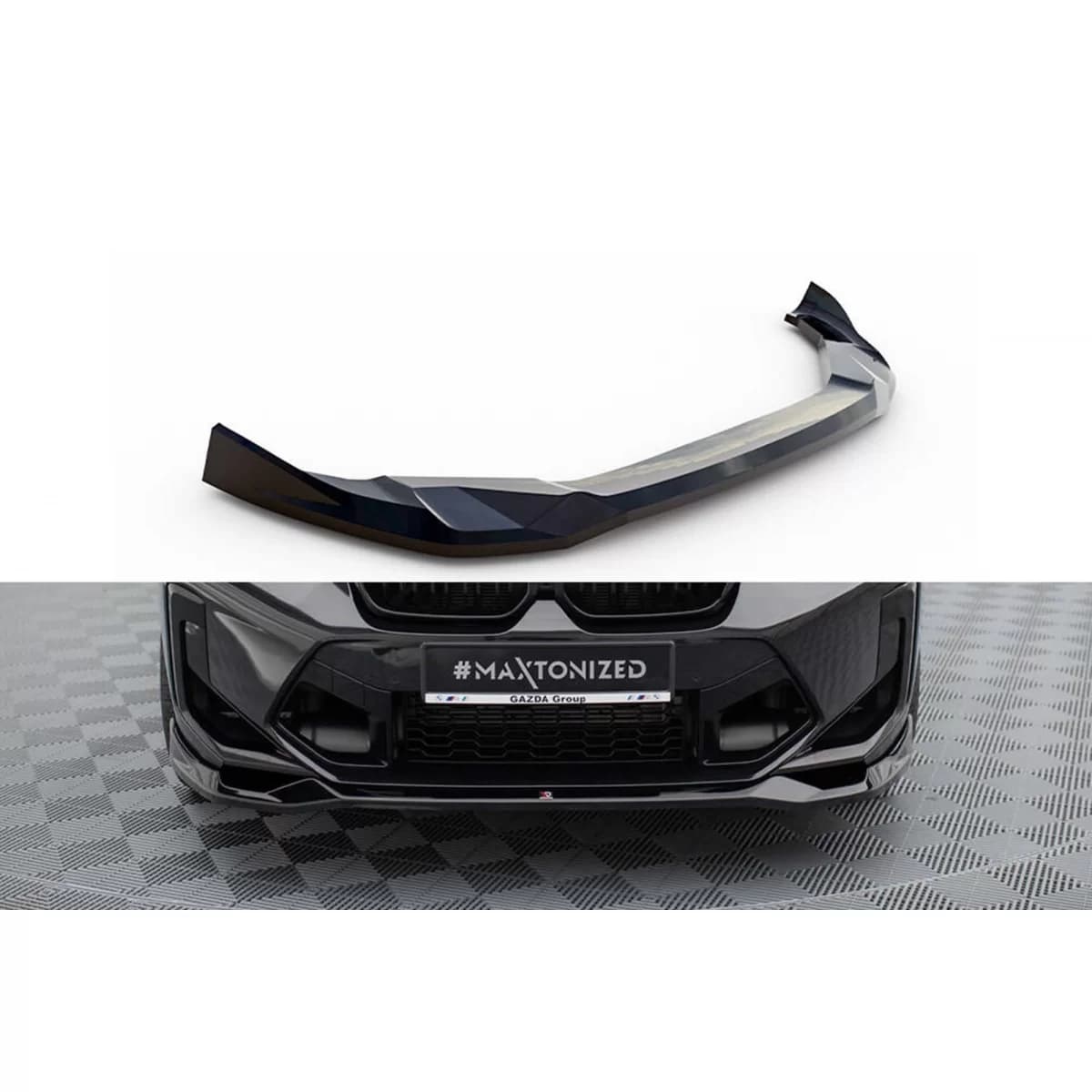 Maxton Design version 2 spoiler suitable for front bumper of BMW X3 F97 after 2021, black lacquer