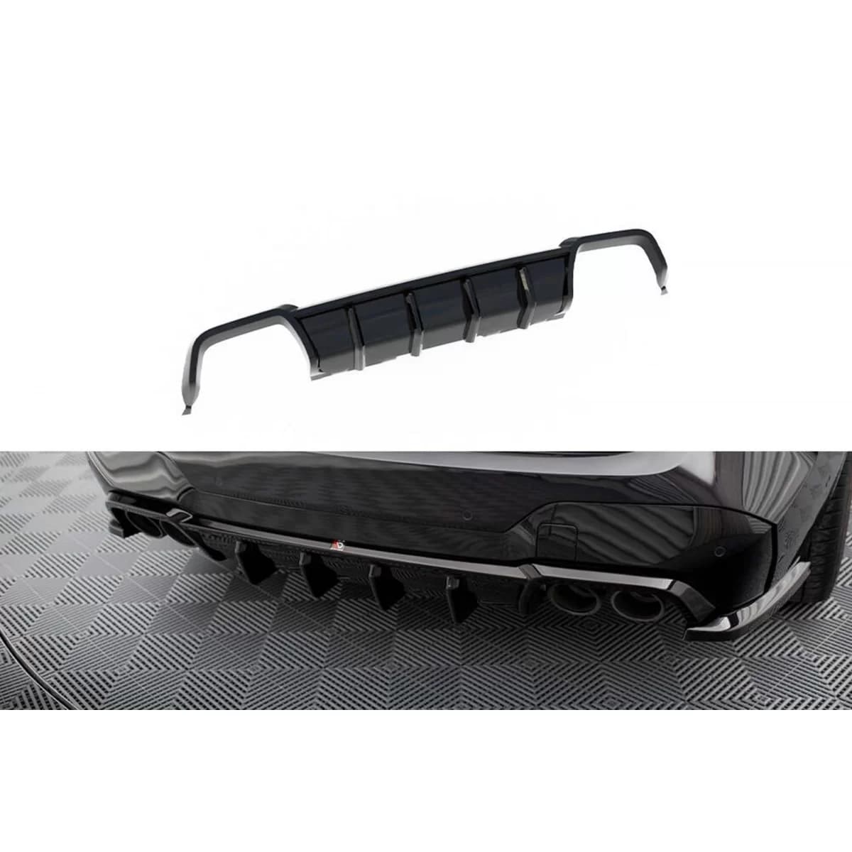 Maxton Design diffuser suitable for rear M bumper on BMW X3 F97 after 2021 -oo--oo-, black lacquer