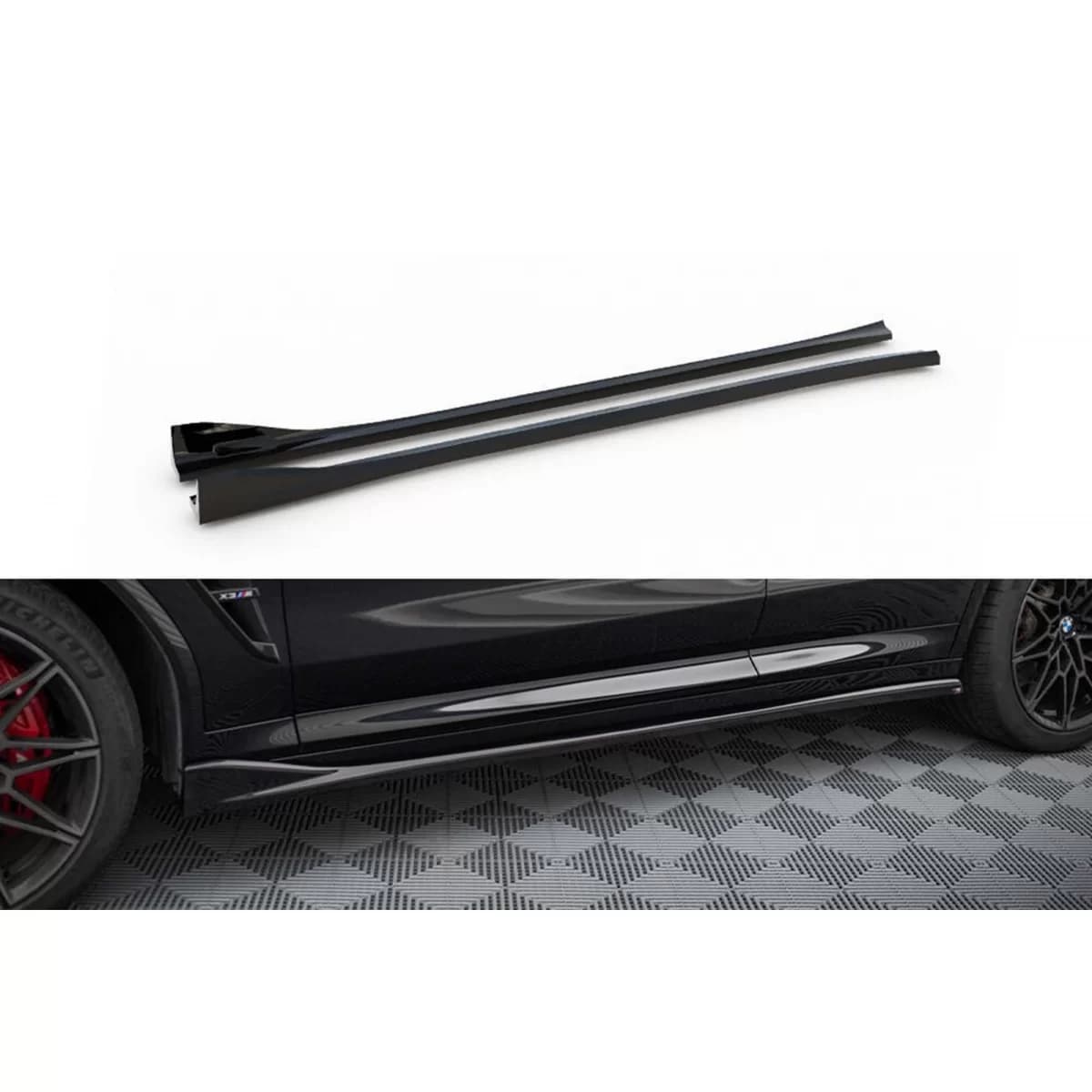 Maxton Design additives suitable for BMW X3 M F97 side skirts after 2021, black lacquer
