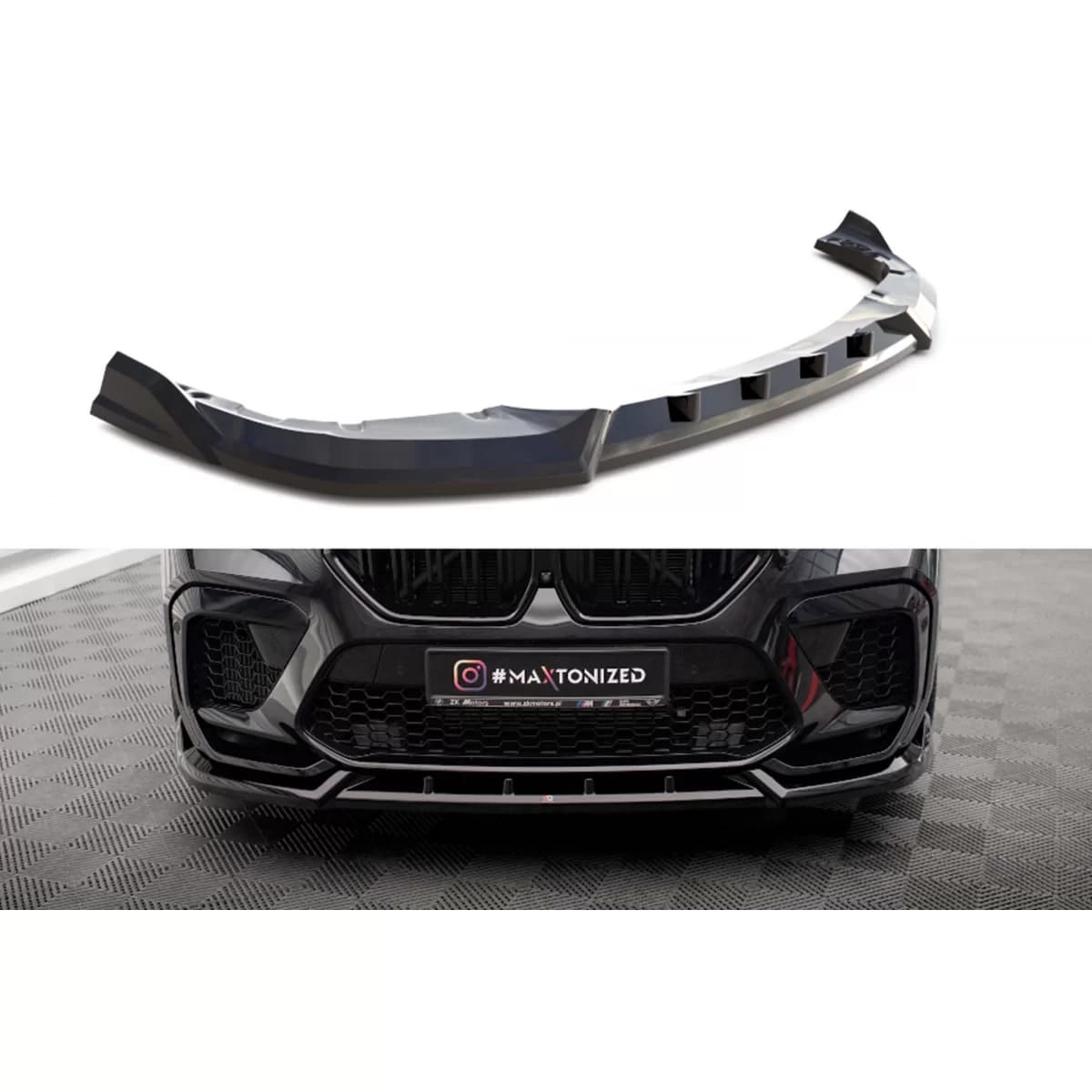 Maxton Design version 2 spoiler suitable for front bumper of BMW X6M F96 after 2020, black lacquer