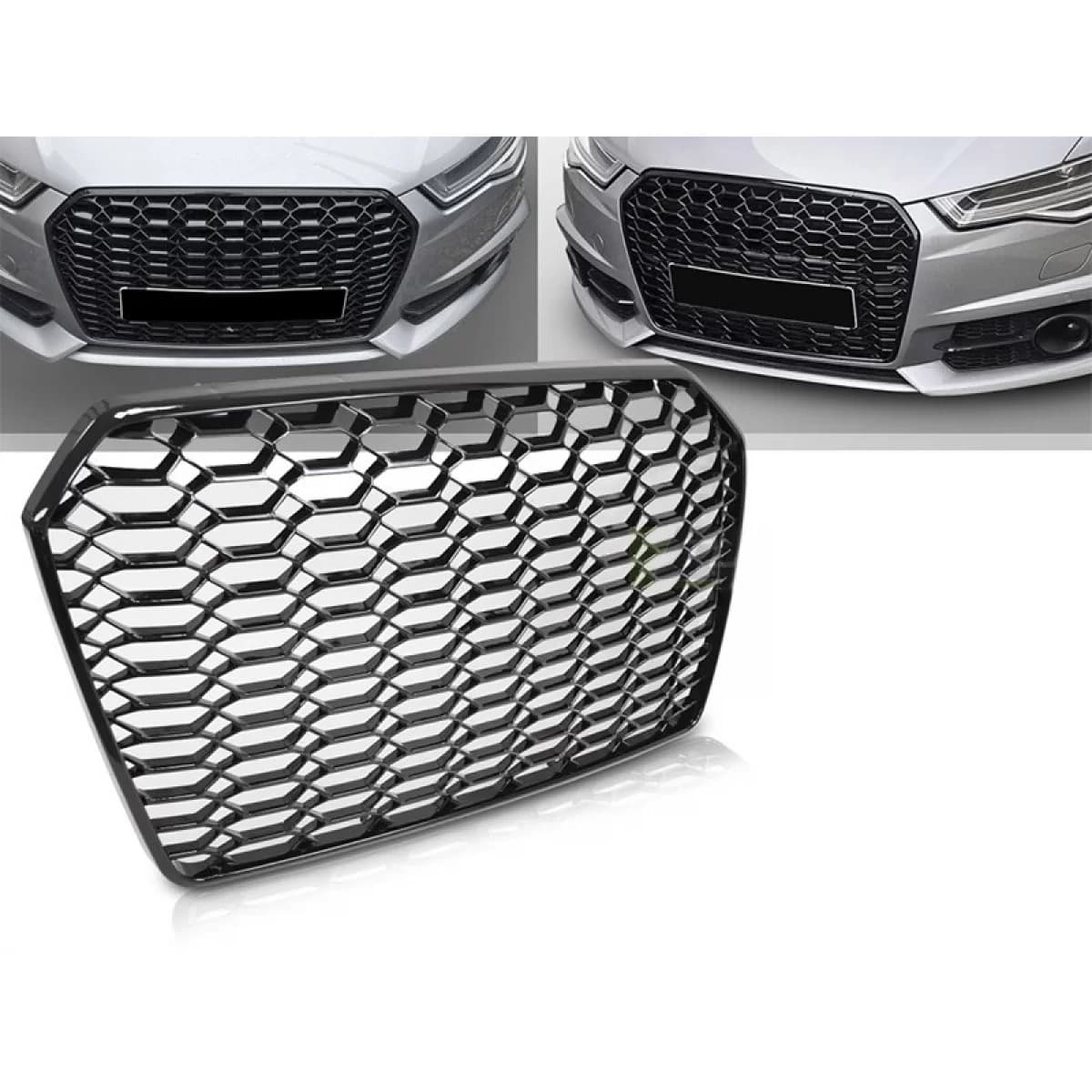 Black lacquer RS type grille suitable for Audi A6 C7 sedan, wagon 2014-2018 for standard and S-line bumper
