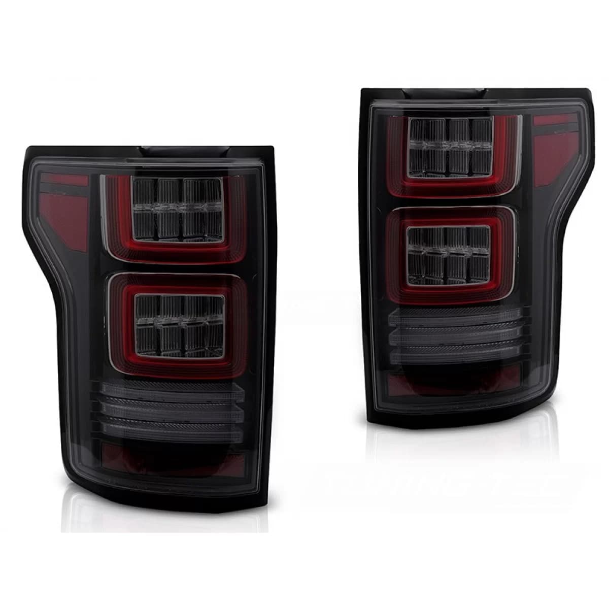 Tuning LED tail light set suitable for Ford F150 2014-2020, with dynamic turn signal, smoked base, left and right