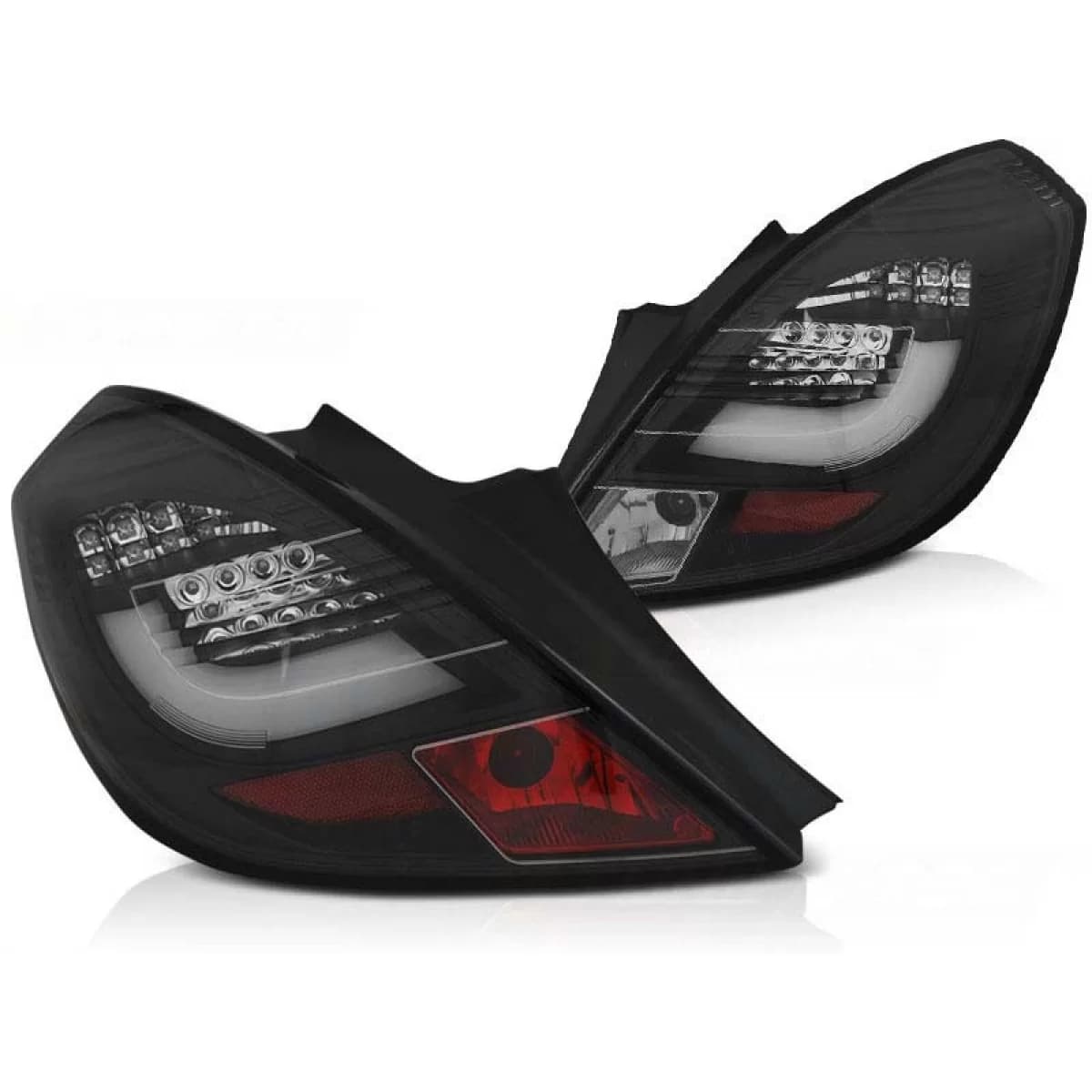 LED tuning tail light set suitable for Opel Corsa D 04.2006-2014 3 doors with black base, left and right