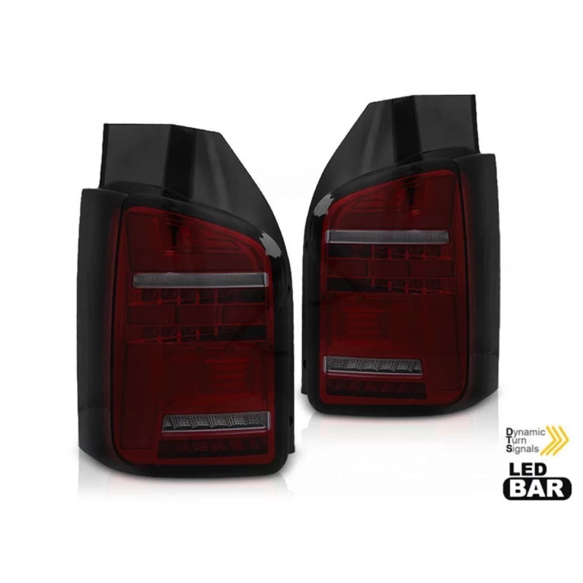 LED tuning tail light set suitable for Volkswagen T5 2010-2015, red with described base, left and right
