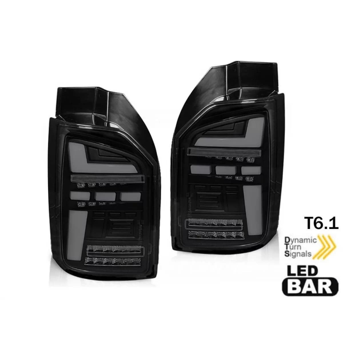 LED tuning tail light kit suitable for VW T6.1 2019-2021, black smoked base, left and right for the model with factory-installed halogen tail lights