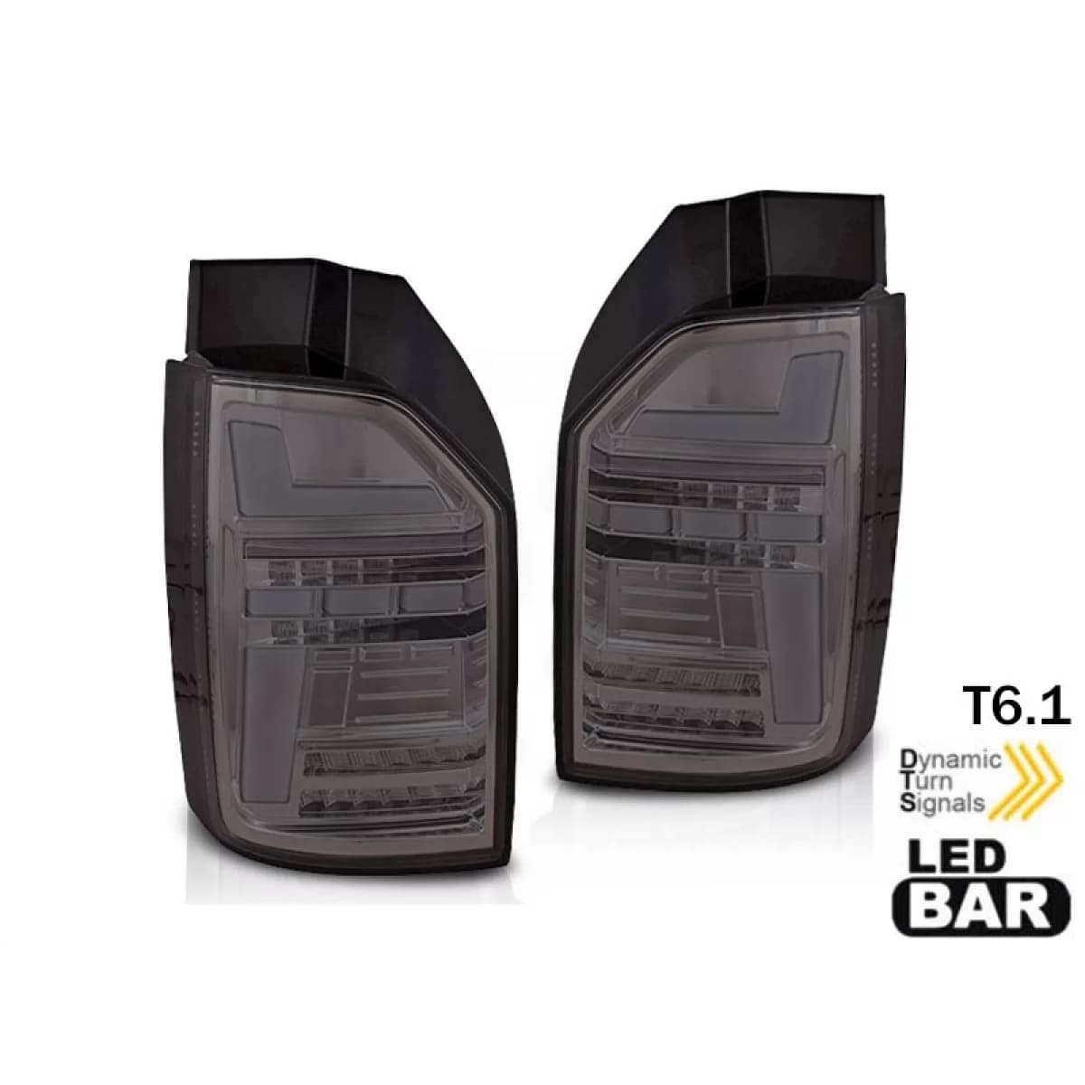 LED tuning tail light kit suitable for VW T6.1 2019-2021, fully smoked base, left and right for the model with factory-installed halogen tail lights