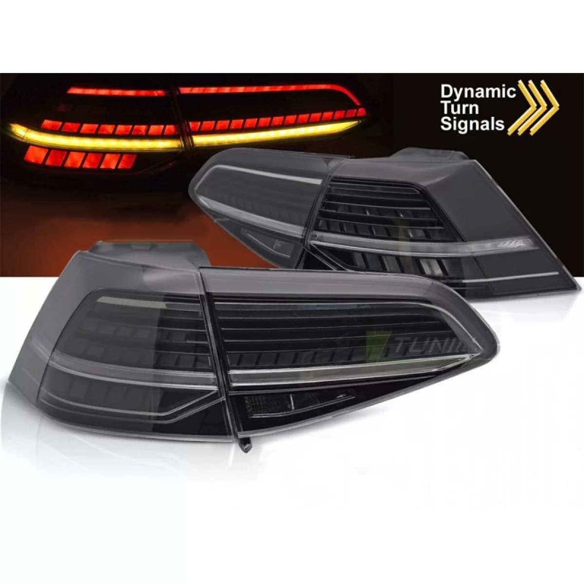 LED tail light set suitable for Volkswagen Golf VII 2013-2019 hatchback, with smoked base, left and right