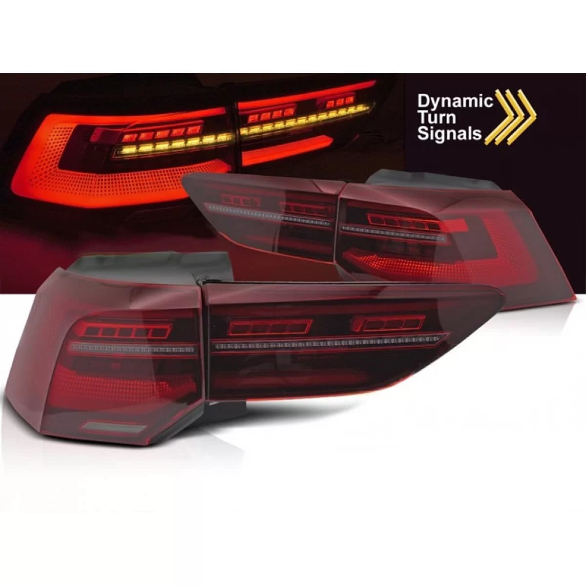 LED tail light set suitable for Volkswagen Golf VIII 2019-2024 hatchback, with red base, left and right