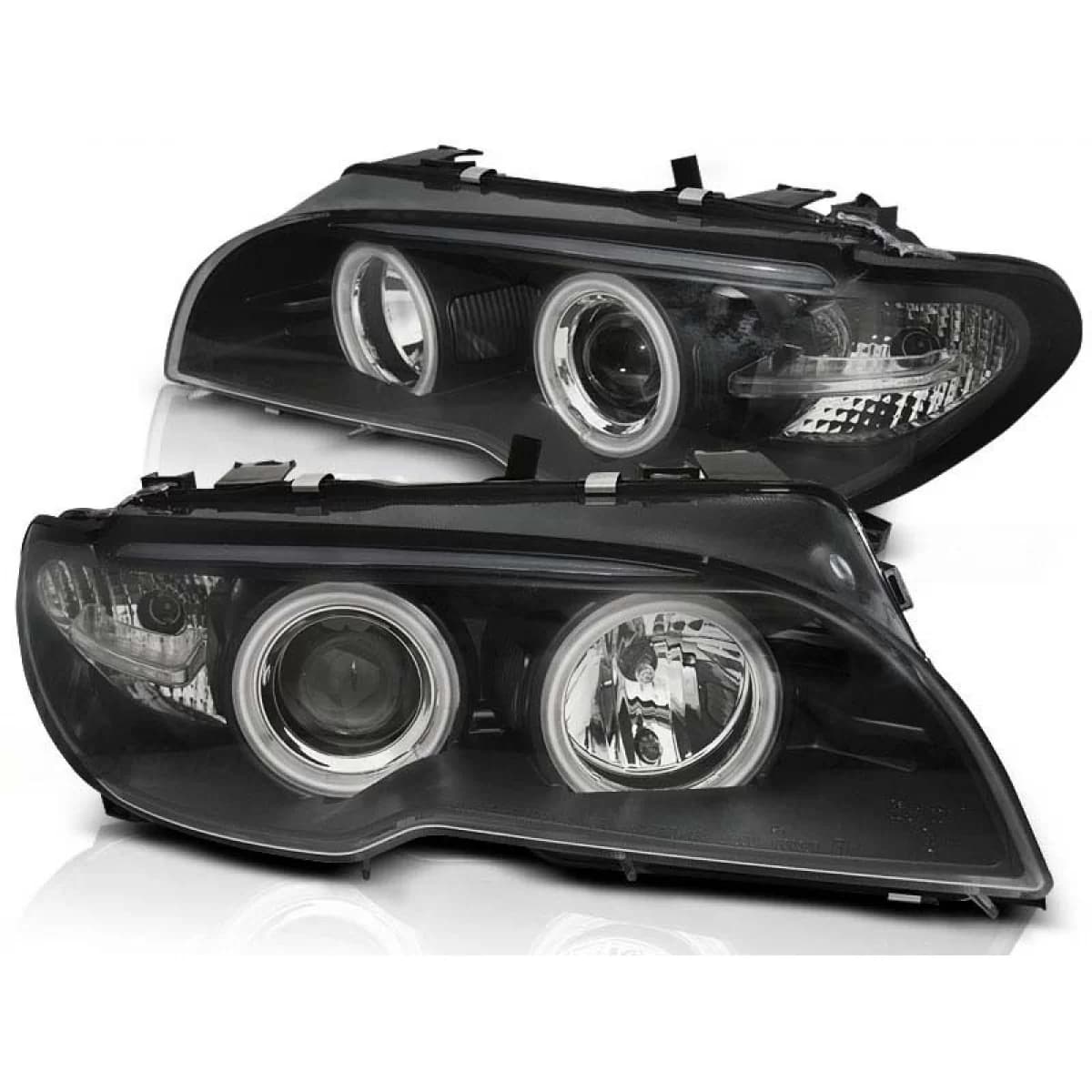 Tuning headlight set with CCFL angel eyes suitable for BMW 3 E46 04.2003-2006 coupe/cabriolet, left and right
