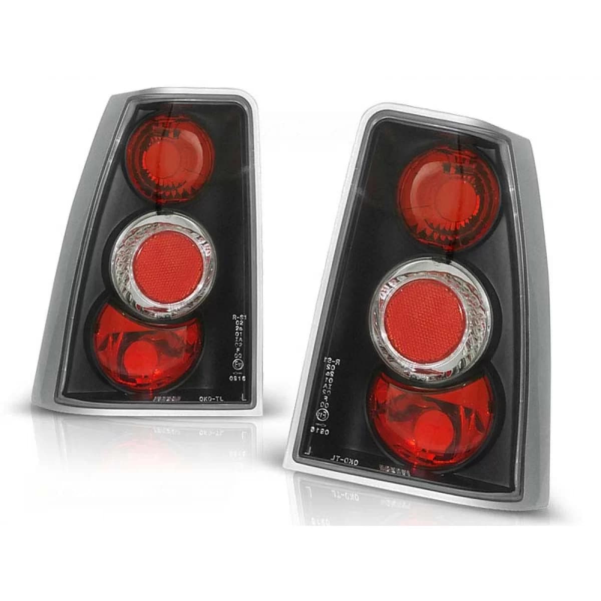 Tuning tail light set suitable for Opel KADETT E 09.1984-08.1991 3/5 doors, sedan/hatchback/cabriolet with black base, left and right