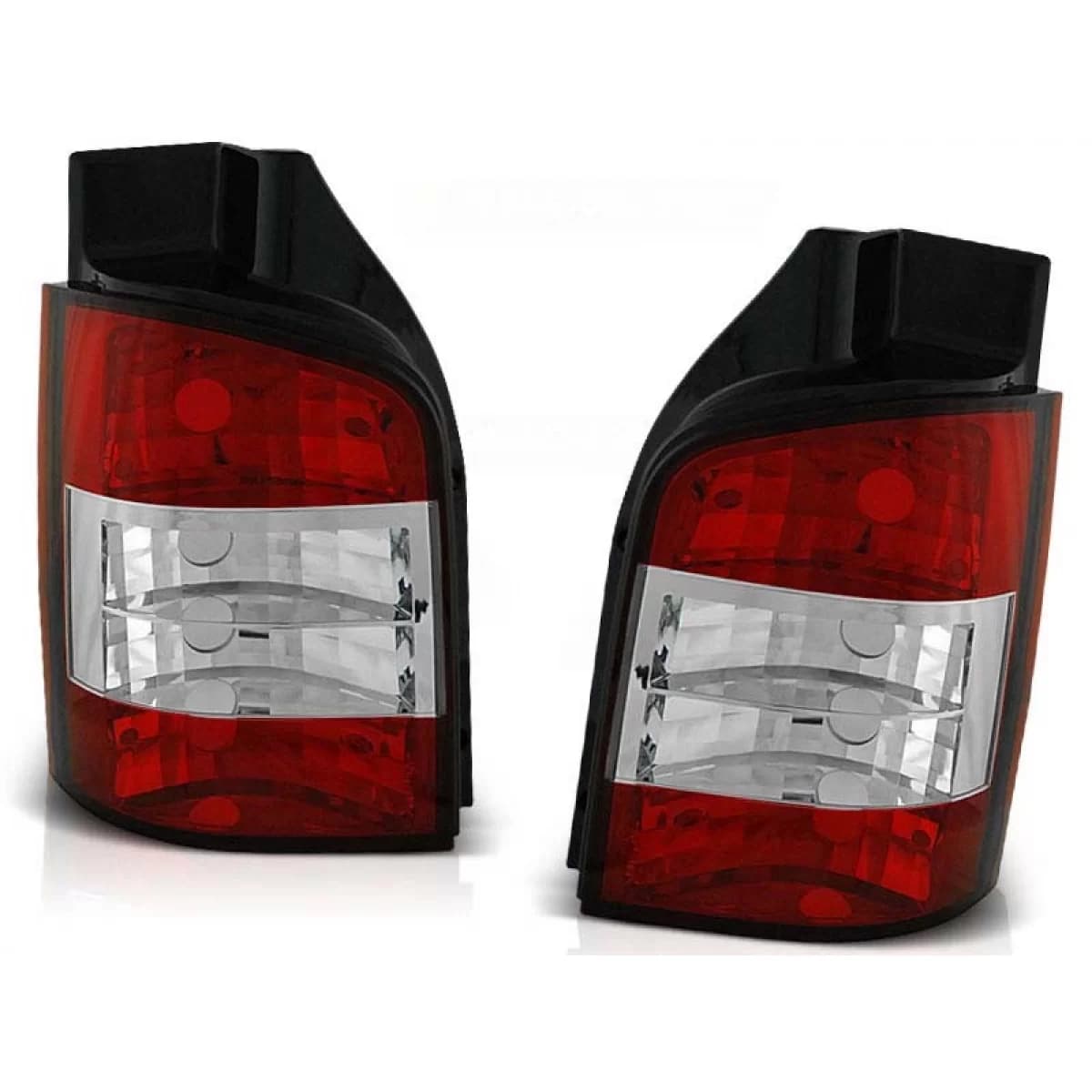 Tuning tail light set suitable for Volkswagen T5 04.2003-2009 with red and white base, left and right