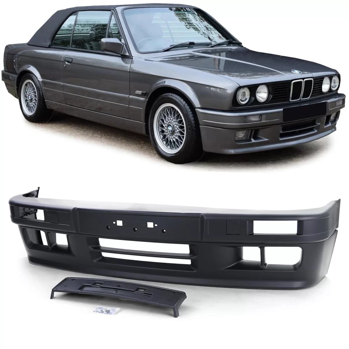 Front spoiler bumper sport look type 2 suitable for BMW E30 facelift 85-94