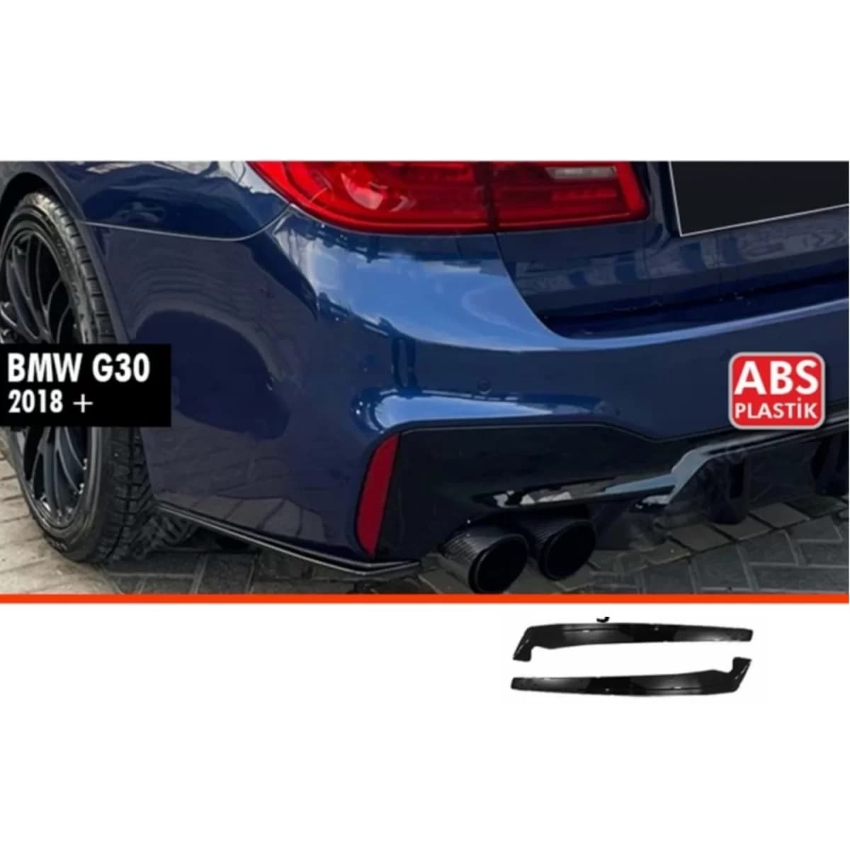 For G30 Rear Side Splitters Piano Black ABS / 2018-2020 (R+L Set)