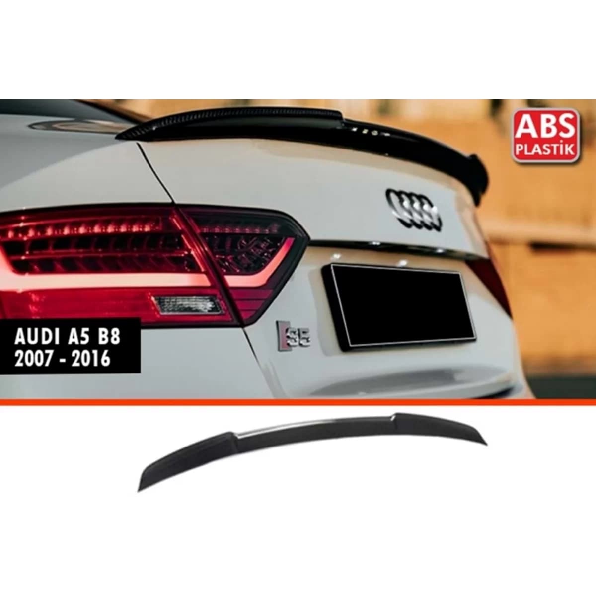 A5 B8 M4 Rear Spoiler Piano Black ABS / 2009-2016 (Sedan 5 Door)