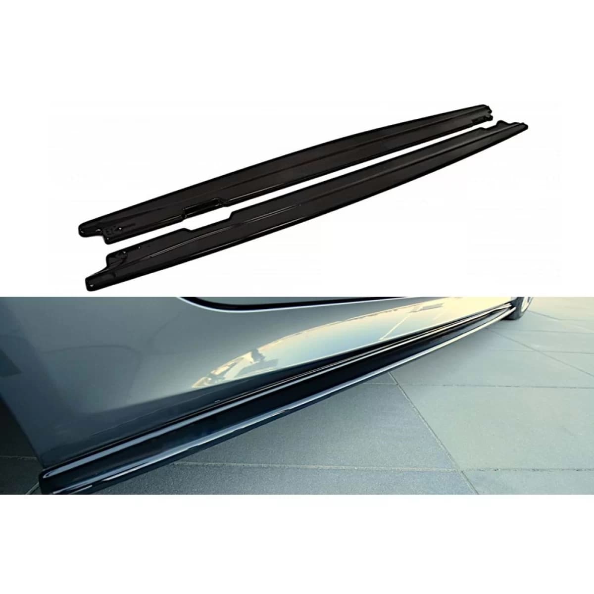 E60 / E61 MAX Side Skirt Lower Lip Piano Black Vacuum Plastic / 2003 - 2010